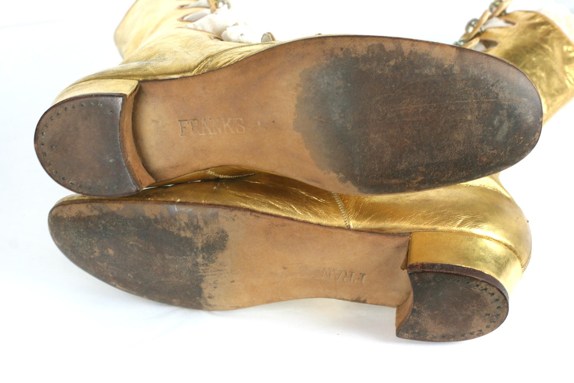 Exceptional French Art Deco Gold Kid Boots   For Sale 8