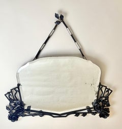 Exceptional French Art Deco Wrought Iron Mirror, in the Manner of Zadounaïsky