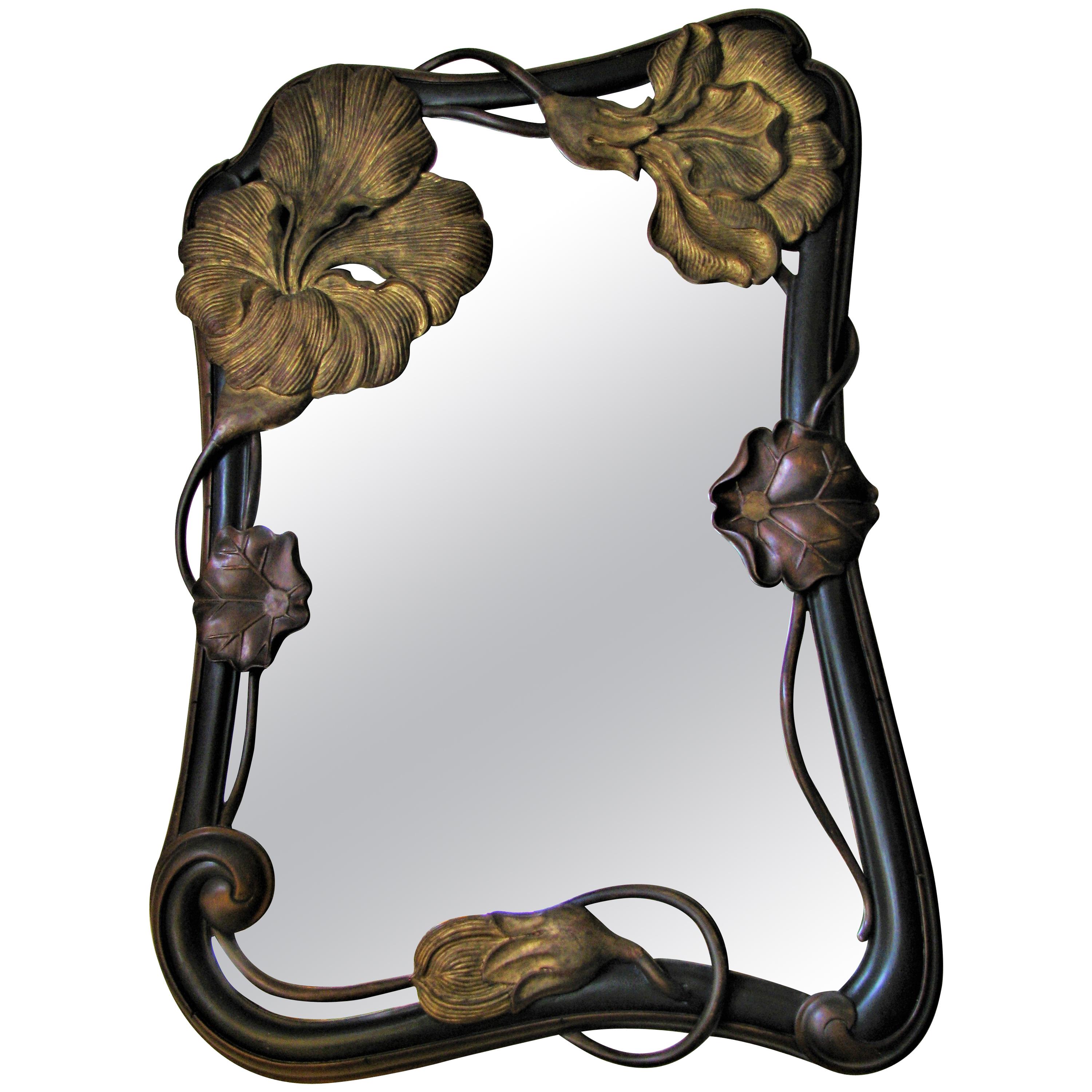 Exceptional French Belle Epoche Rare Period Art Nouveau Mirror For Sale