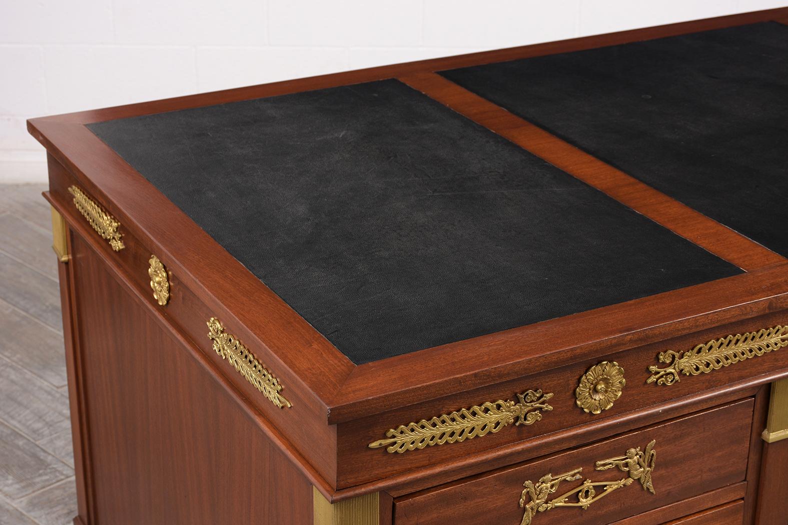 Mid-20th Century French Double Pedestal Empire Style Desk, circa 1950s