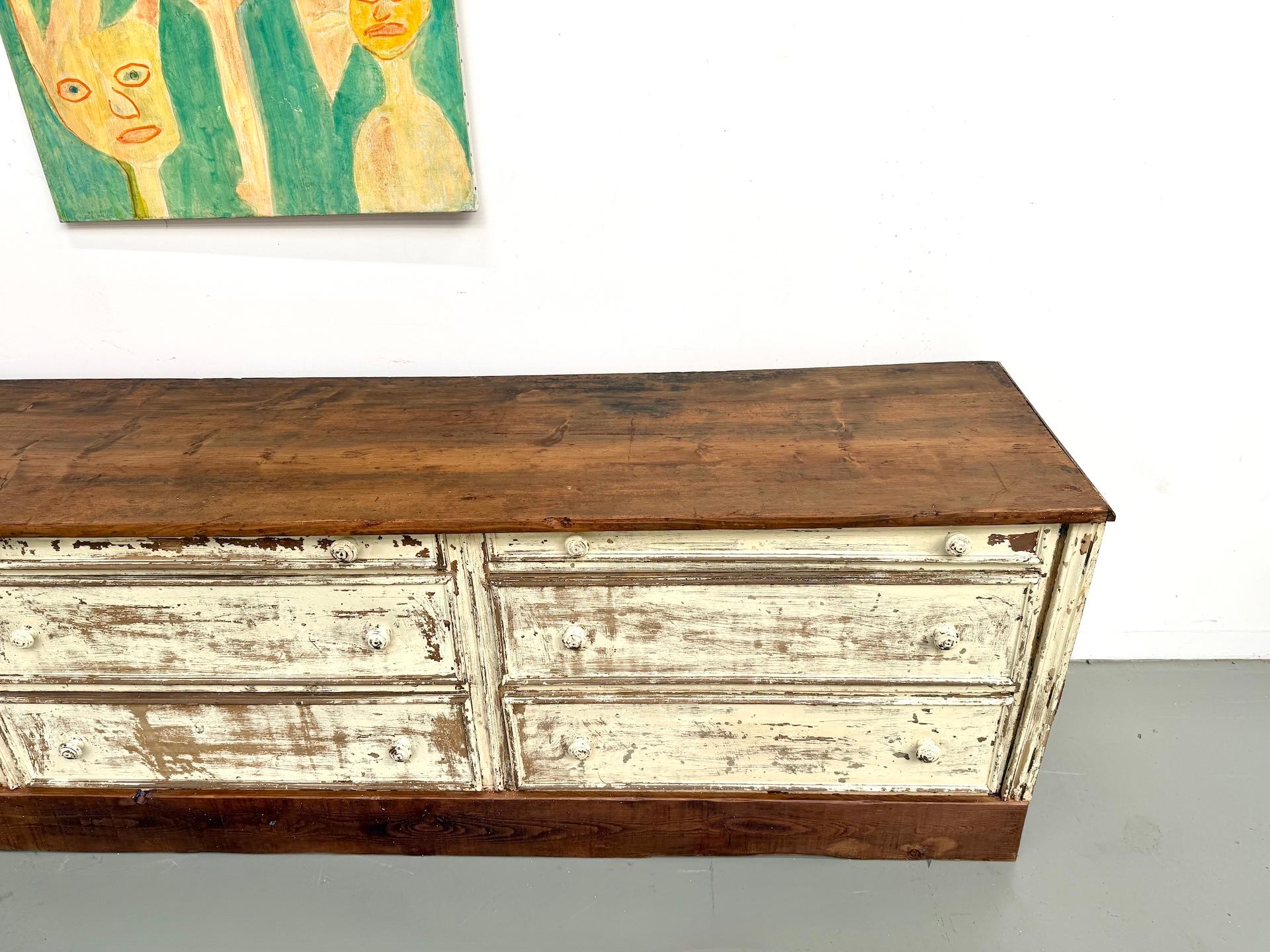 French Provincial Exceptional french draper’s cabinet in pine, circa 1900 For Sale