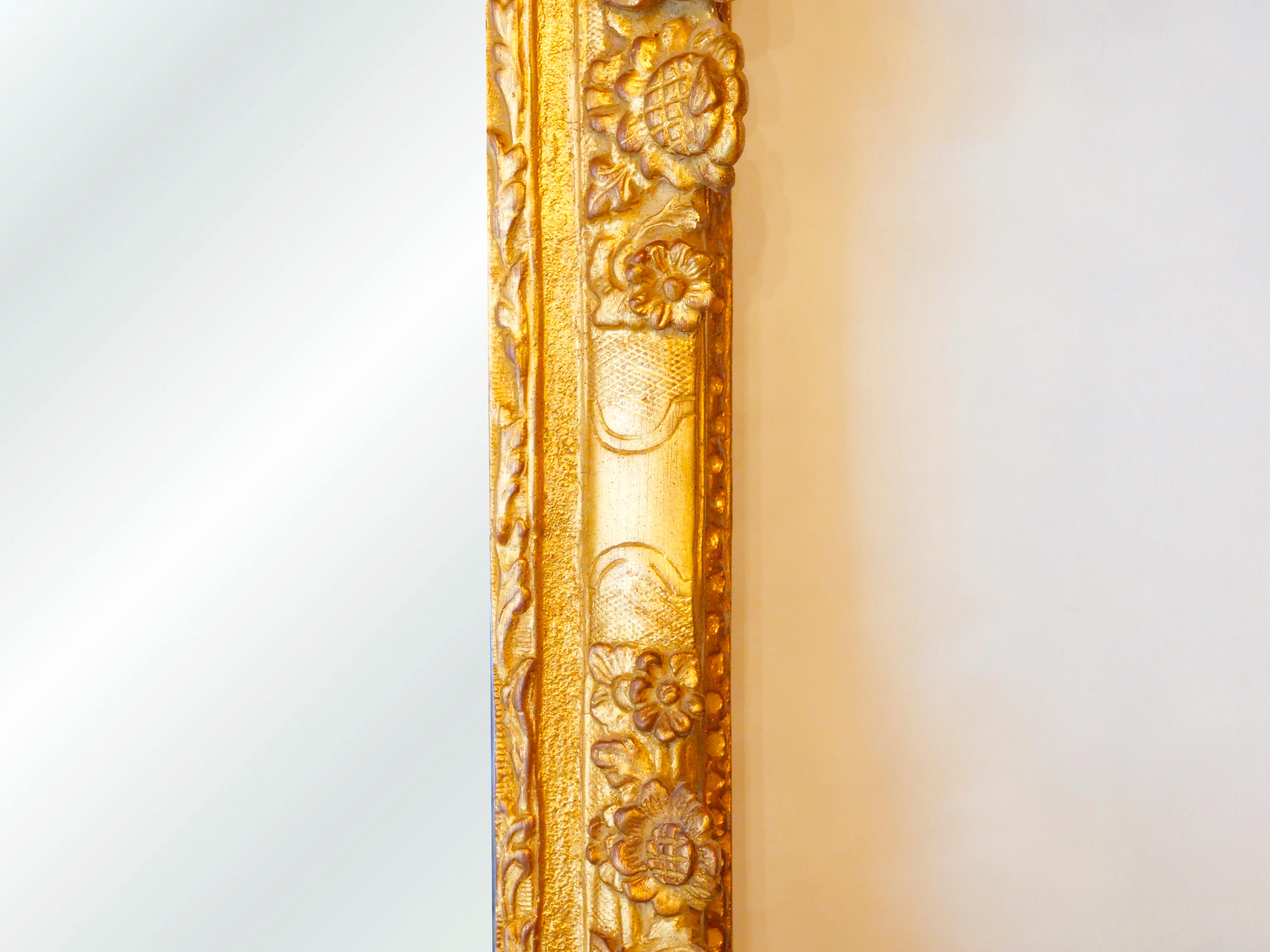 Exceptional French Giltwood Frame Rectangular Shape Hanging Wall Mirror For Sale 4