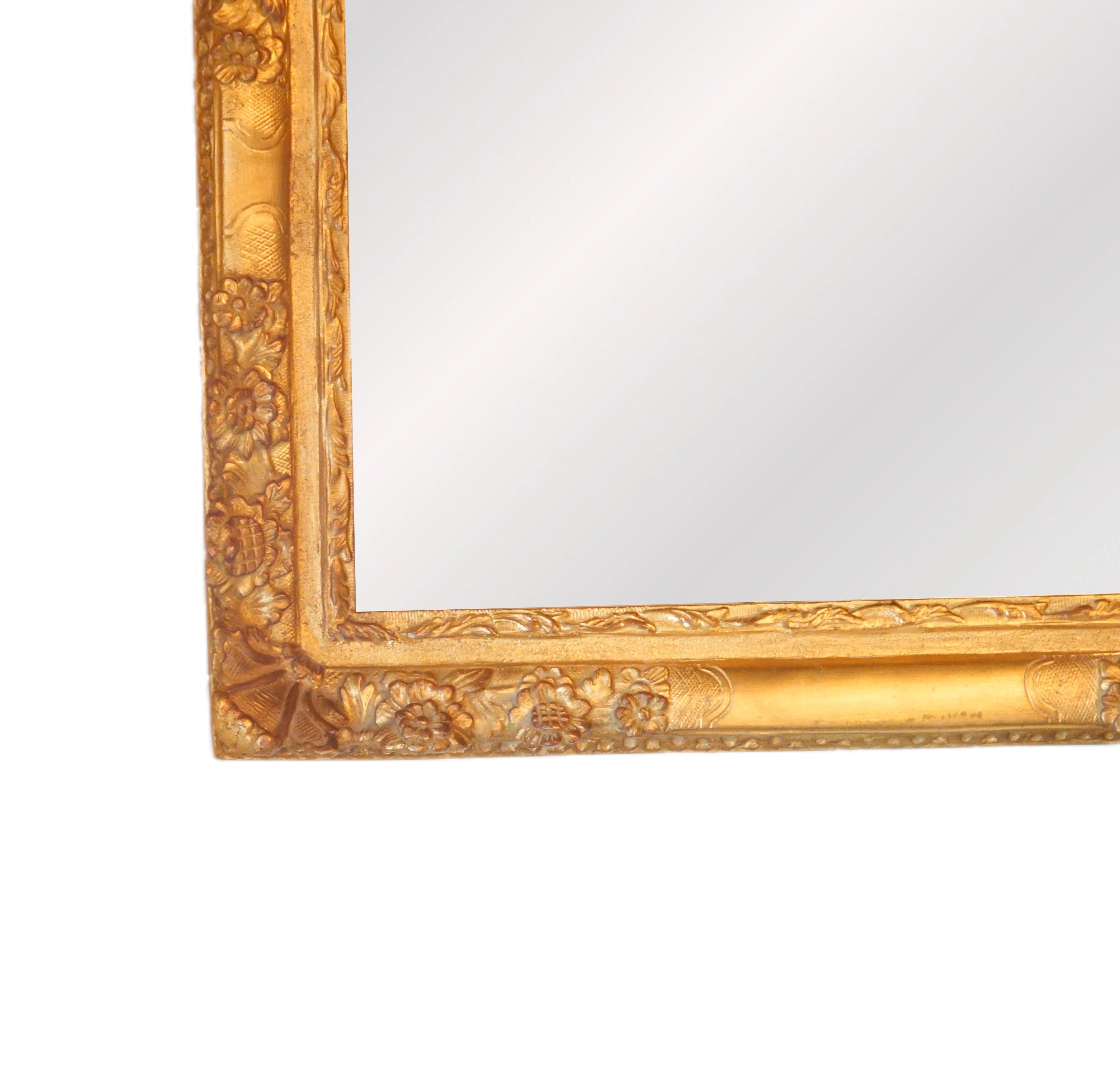 Louis XV Exceptional French Giltwood Frame Rectangular Shape Hanging Wall Mirror For Sale