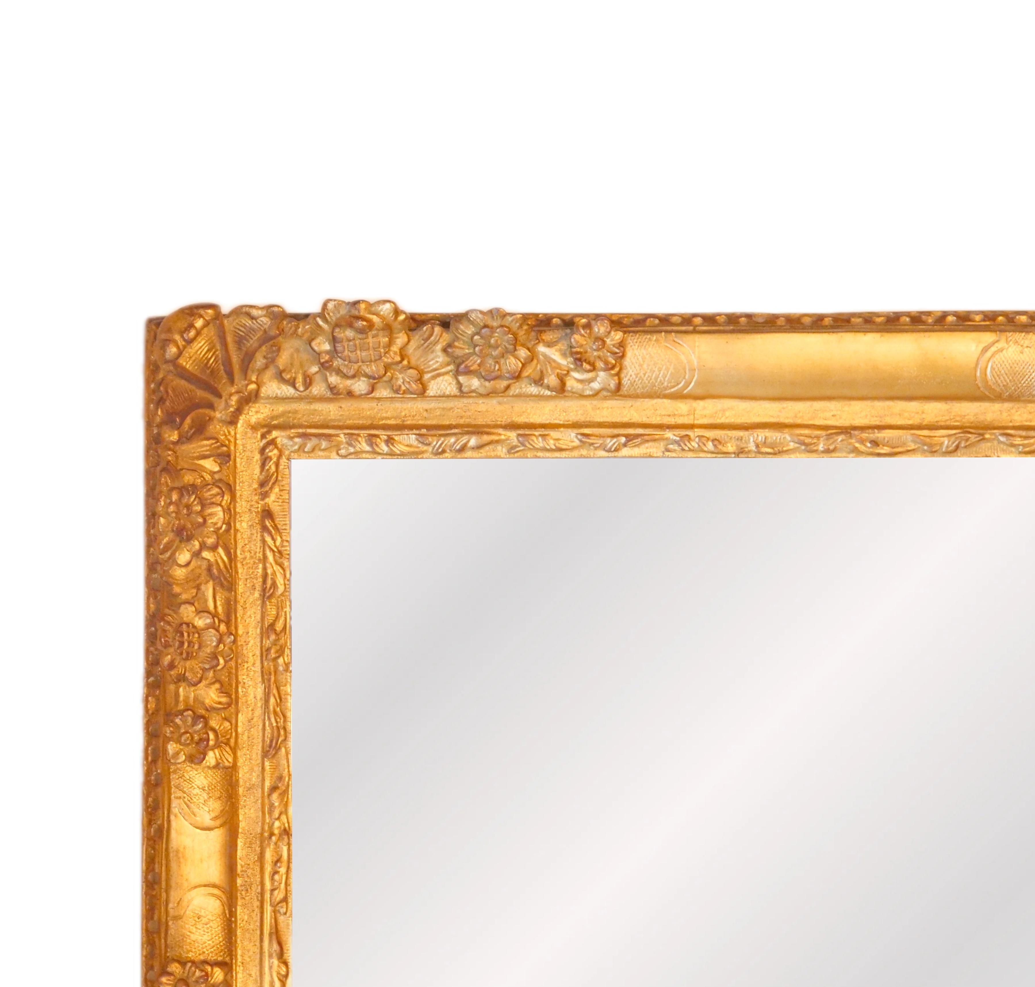 Exceptional French Giltwood Frame Rectangular Shape Hanging Wall Mirror For Sale 1