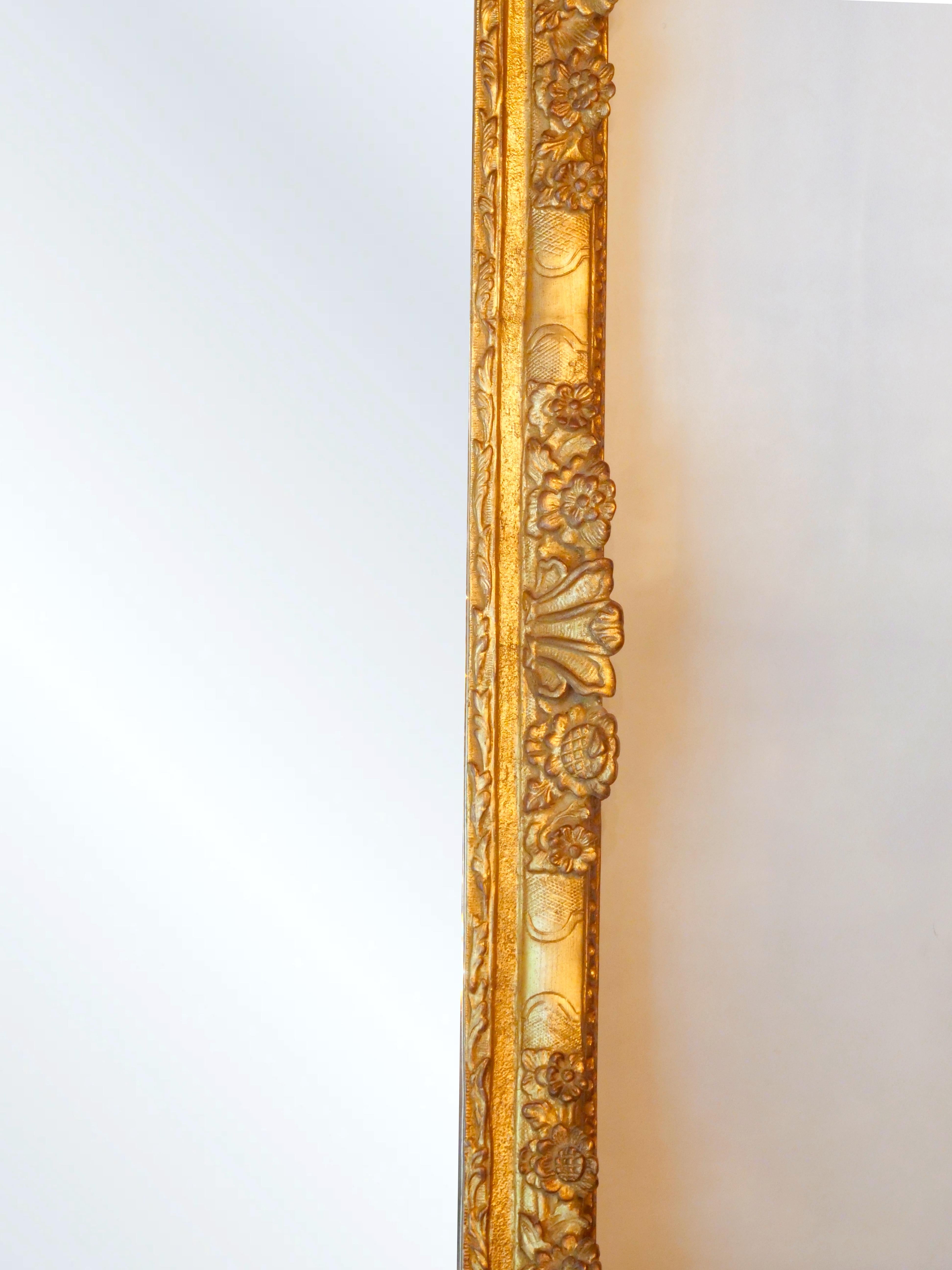 Exceptional French Giltwood Frame Rectangular Shape Hanging Wall Mirror For Sale 2