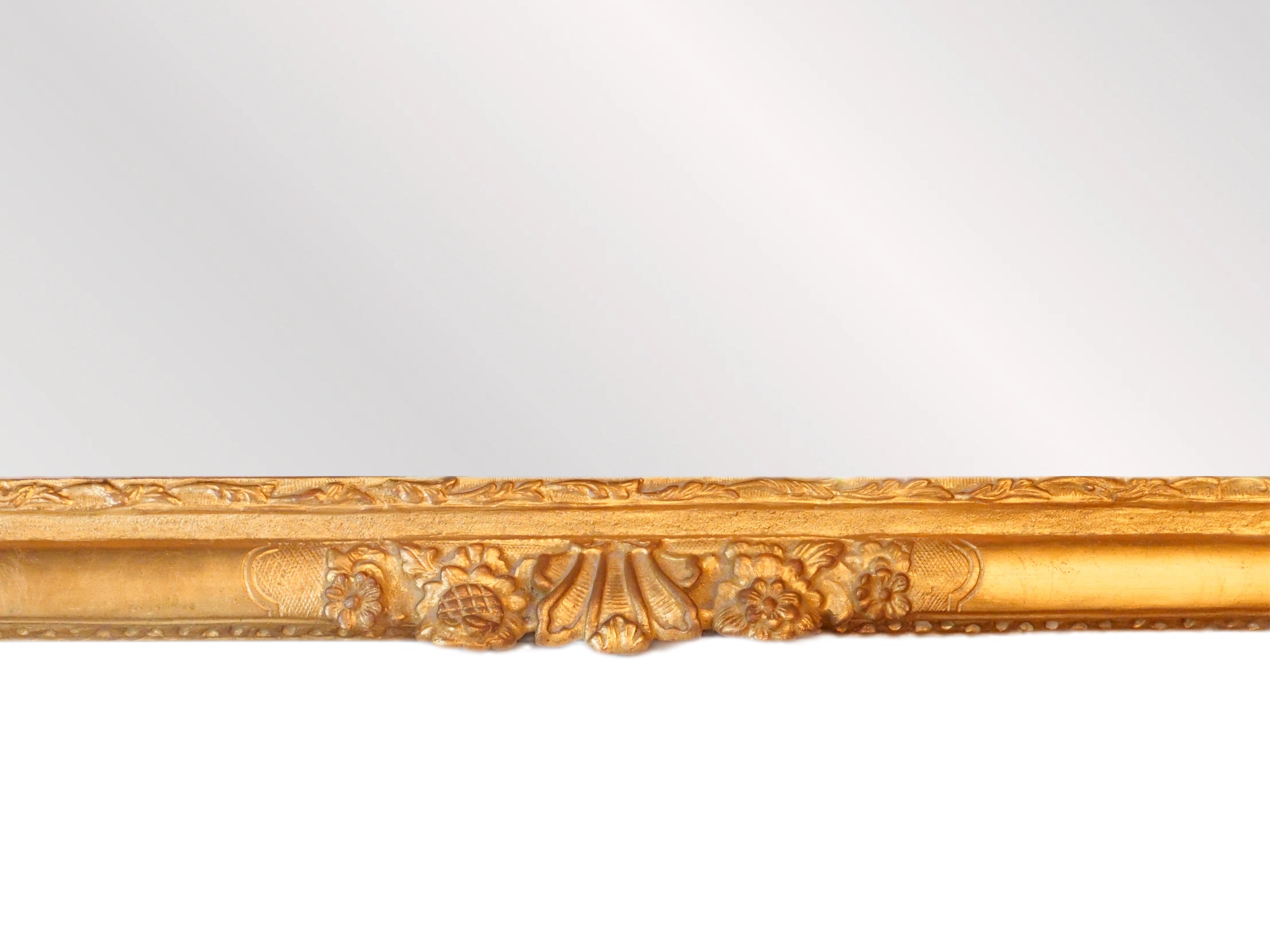 Exceptional French Giltwood Frame Rectangular Shape Hanging Wall Mirror For Sale 3