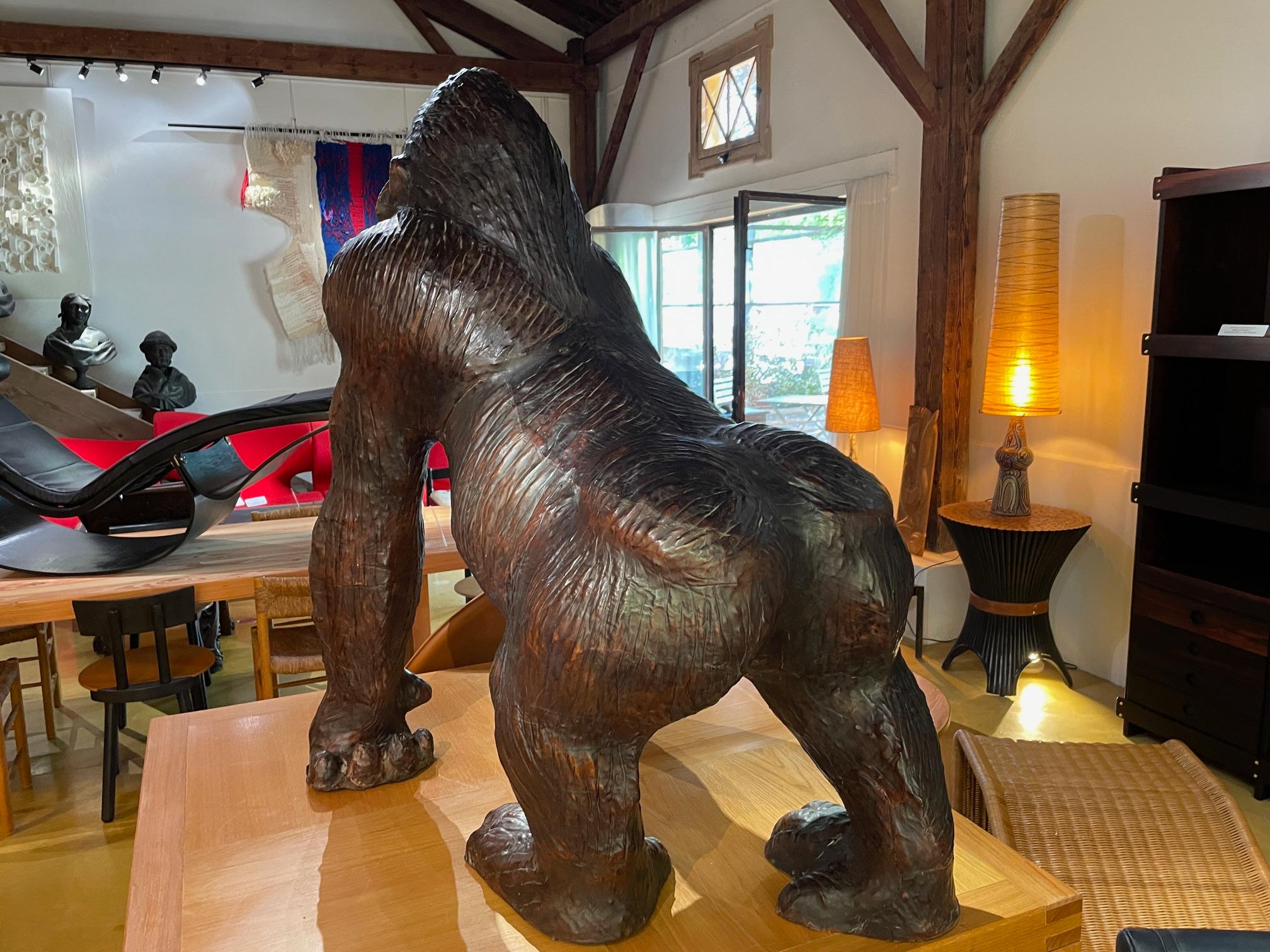 Steel Exceptional French Gorilla Sculpture Diorama, mid-19th century For Sale