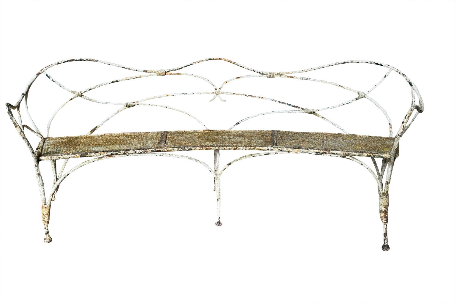Exceptional French Iron Garden Bench In Good Condition For Sale In Round Top, TX