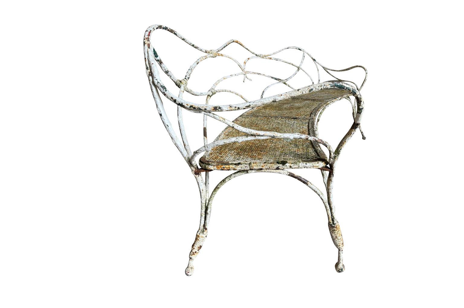 Exceptional French Iron Garden Bench For Sale 1