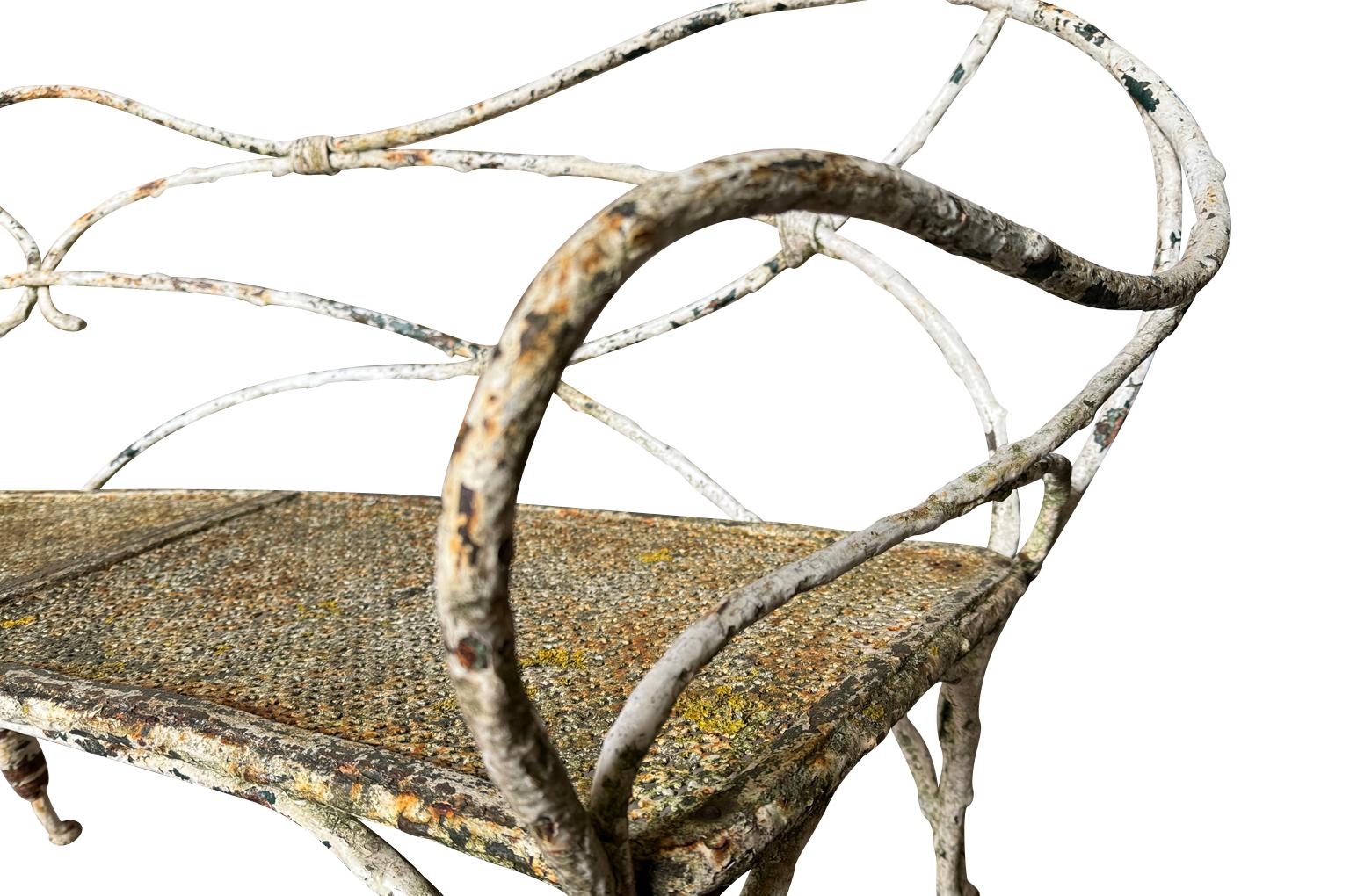 Exceptional French Iron Garden Bench For Sale 2