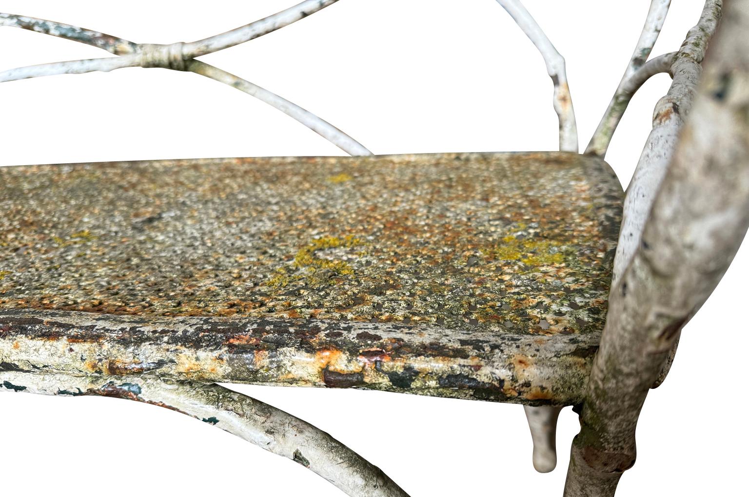 Exceptional French Iron Garden Bench For Sale 3