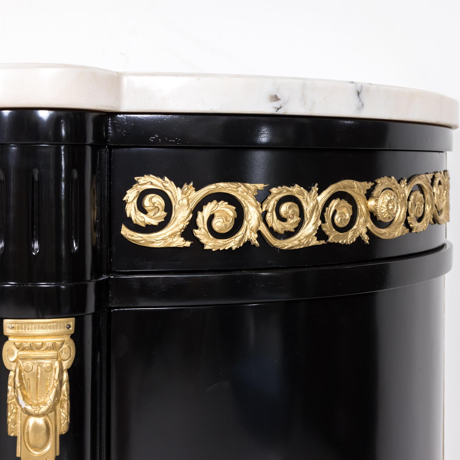 Exceptional French Louis XVI Style Ebonized Enfilade Buffet with Marble Top 5