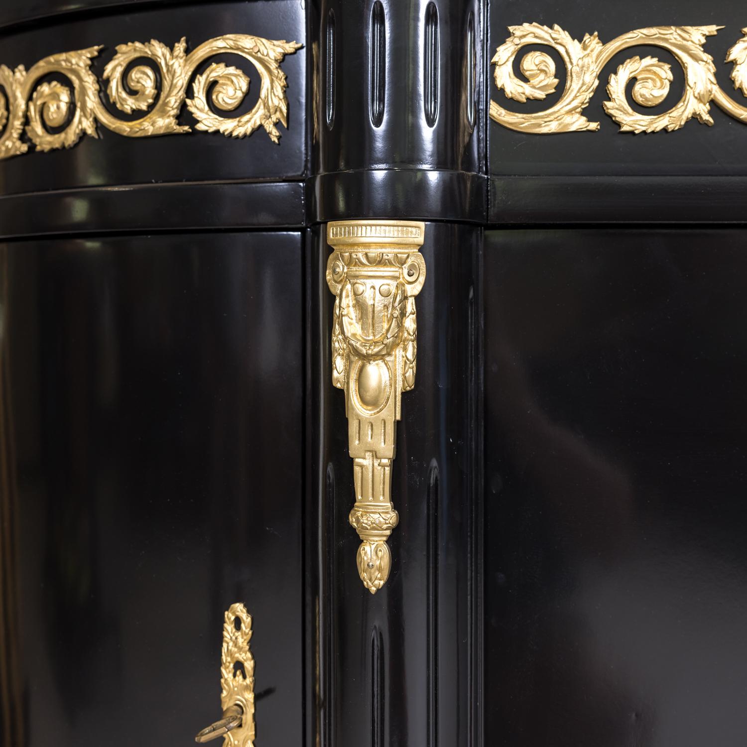 Exceptional French Louis XVI Style Ebonized Enfilade Buffet with Marble Top 6