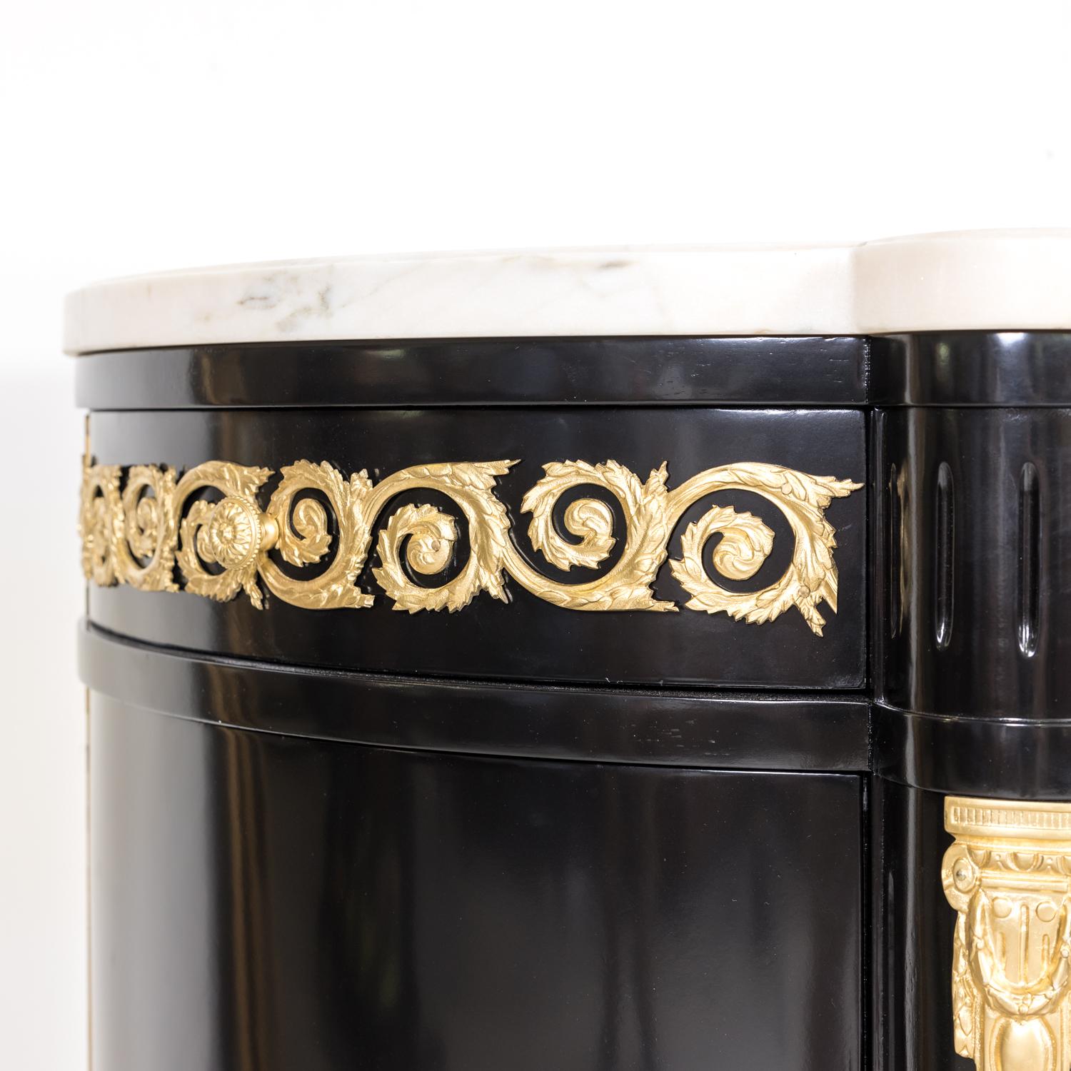 Exceptional French Louis XVI Style Ebonized Enfilade Buffet with Marble Top 4