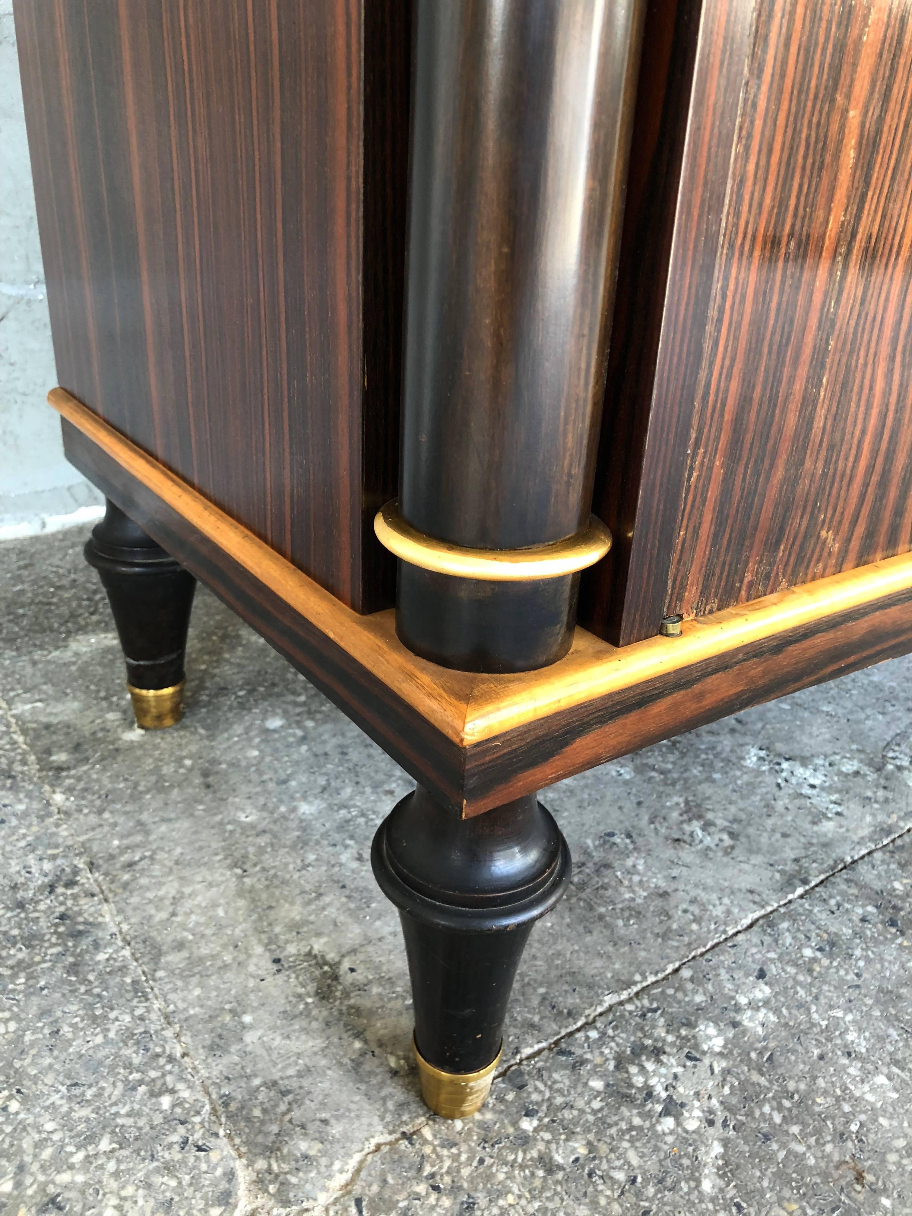 Exceptional French Macassar Ebony Art Deco Sideboard, 1940s For Sale 8