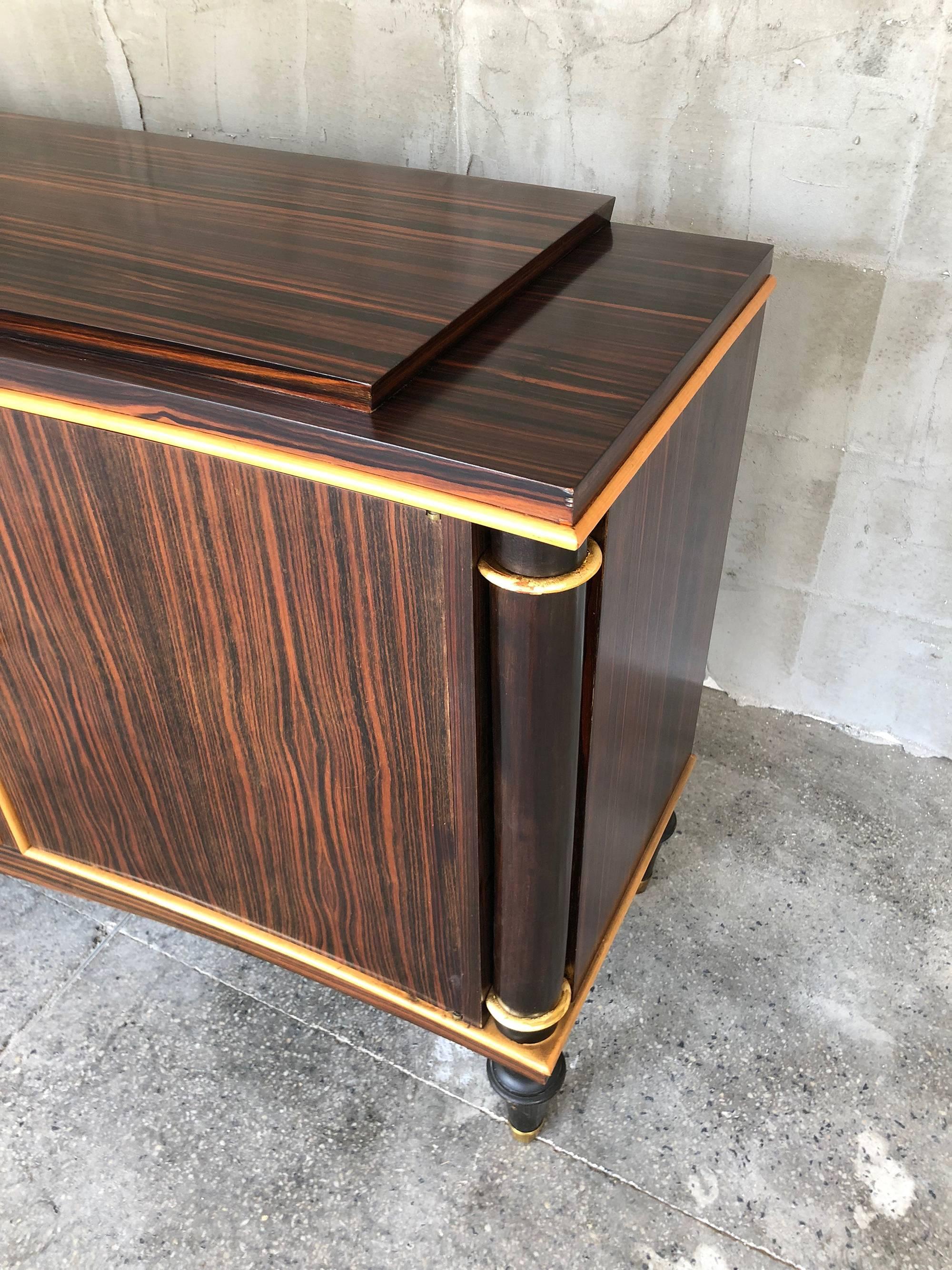 Mid-20th Century Exceptional French Macassar Ebony Art Deco Sideboard, 1940s For Sale