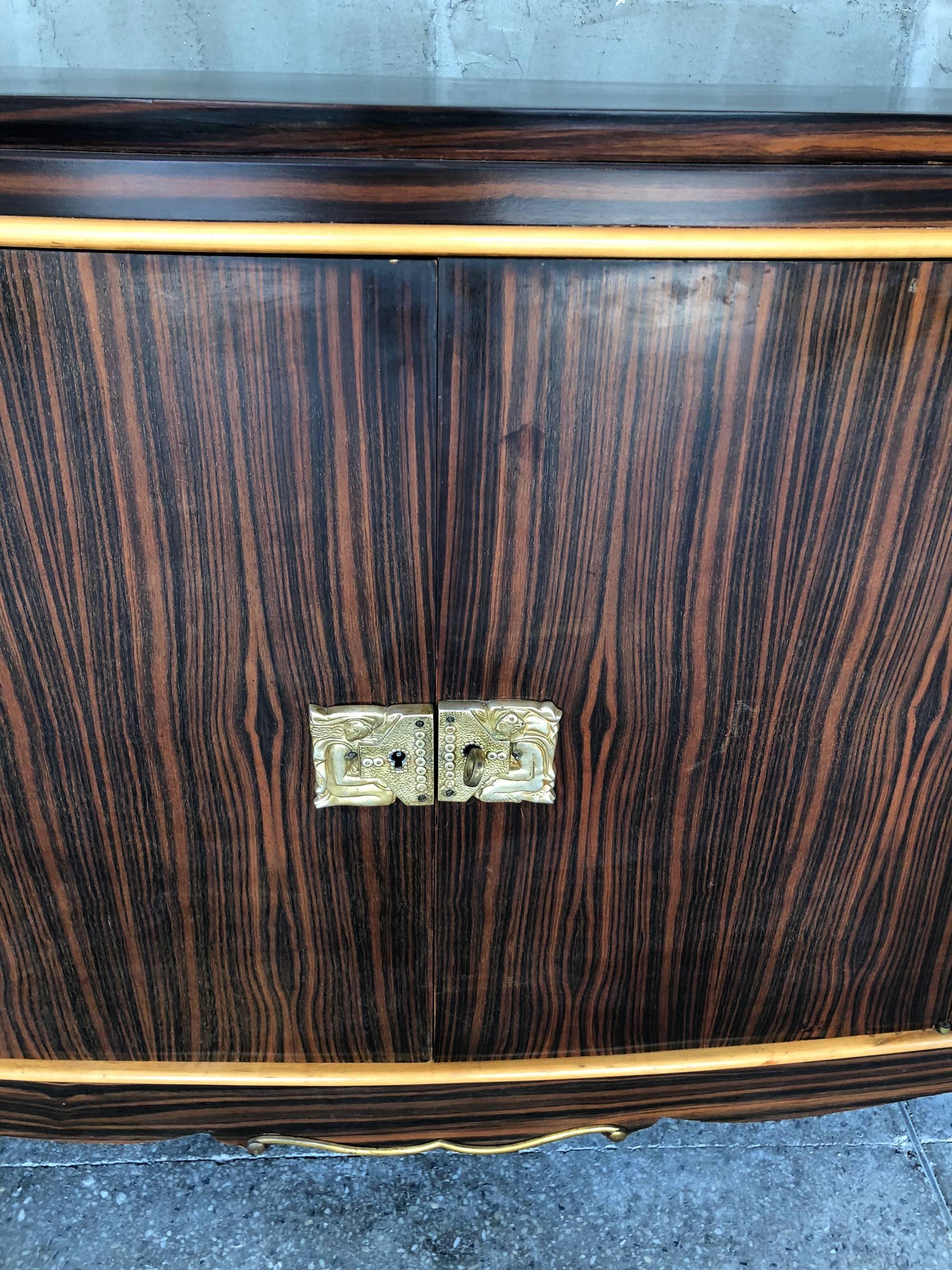 Exceptional French Macassar Ebony Art Deco Sideboard, 1940s For Sale 5