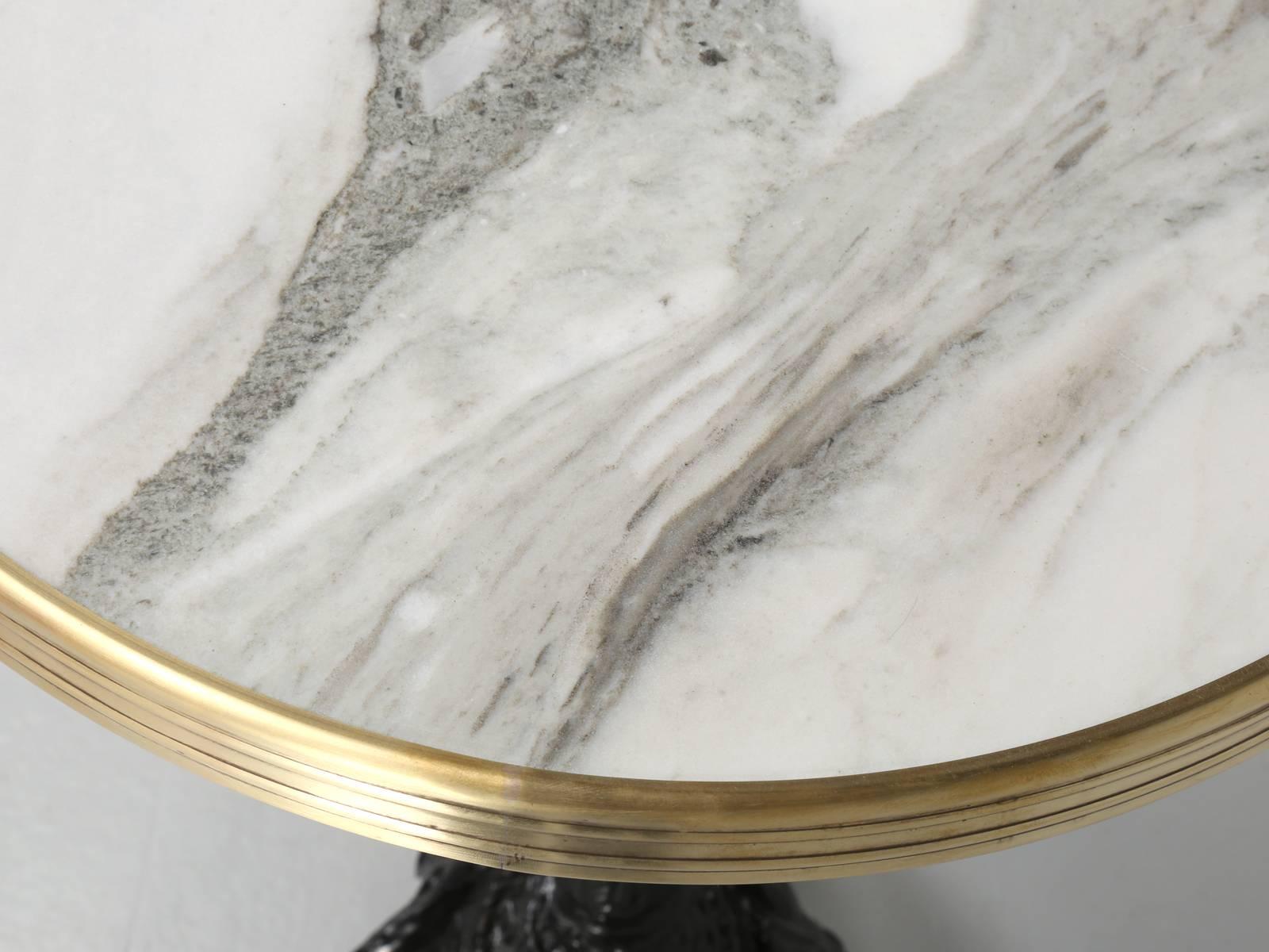 Country Exceptional French Marble and Brass Bistro Table
