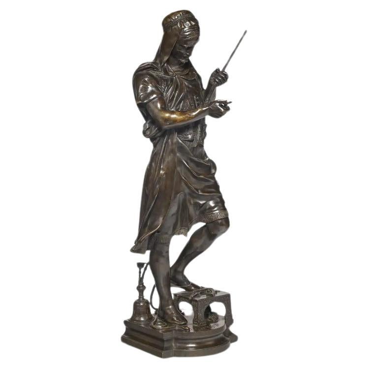 Exceptionnelle sculpture orientaliste française en bronze « Le Marchand d' Armes Turc » 