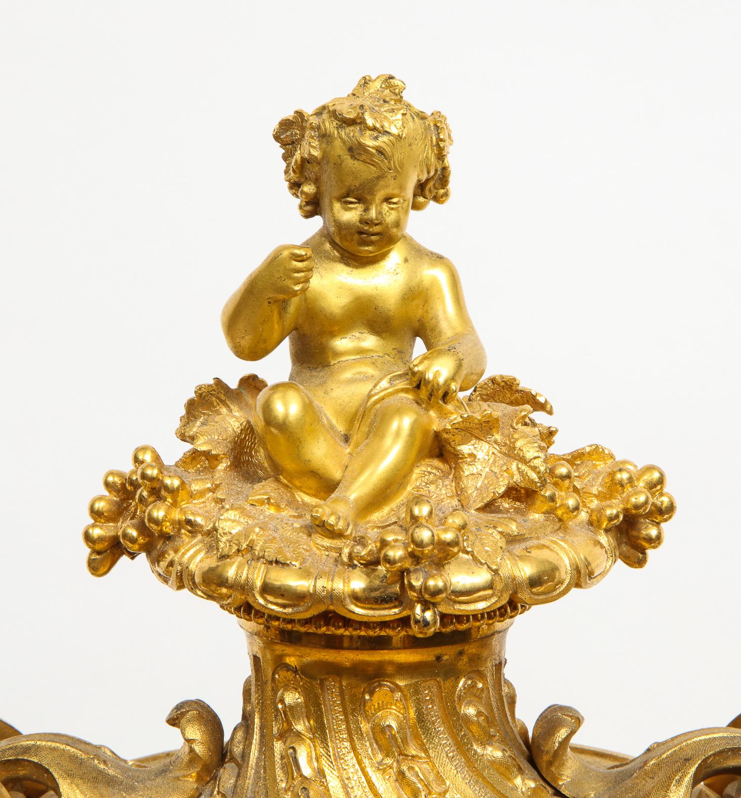 Exceptional French Ormolu-Mounted Porcelain Three-Piece Clock Garniture Set 1