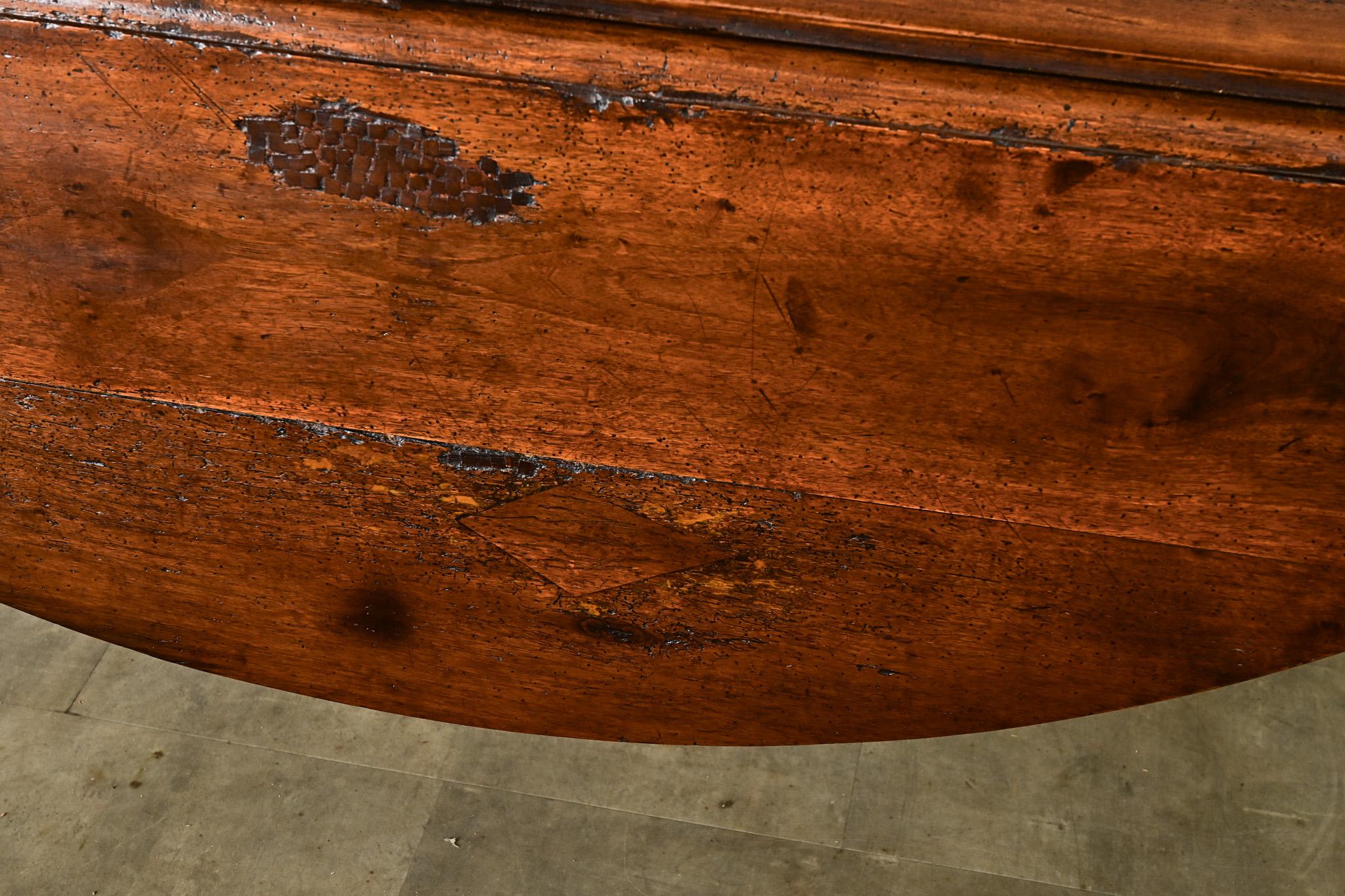 Exceptional French Oval Walnut Drop Leaf Dining Table 7