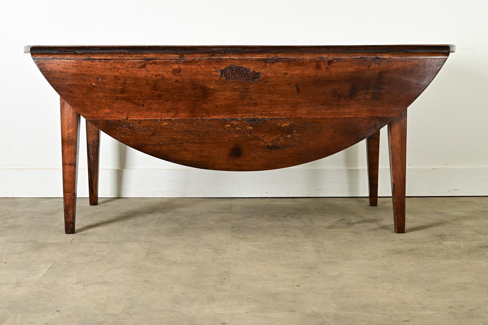 Exceptional French Oval Walnut Drop Leaf Dining Table 8