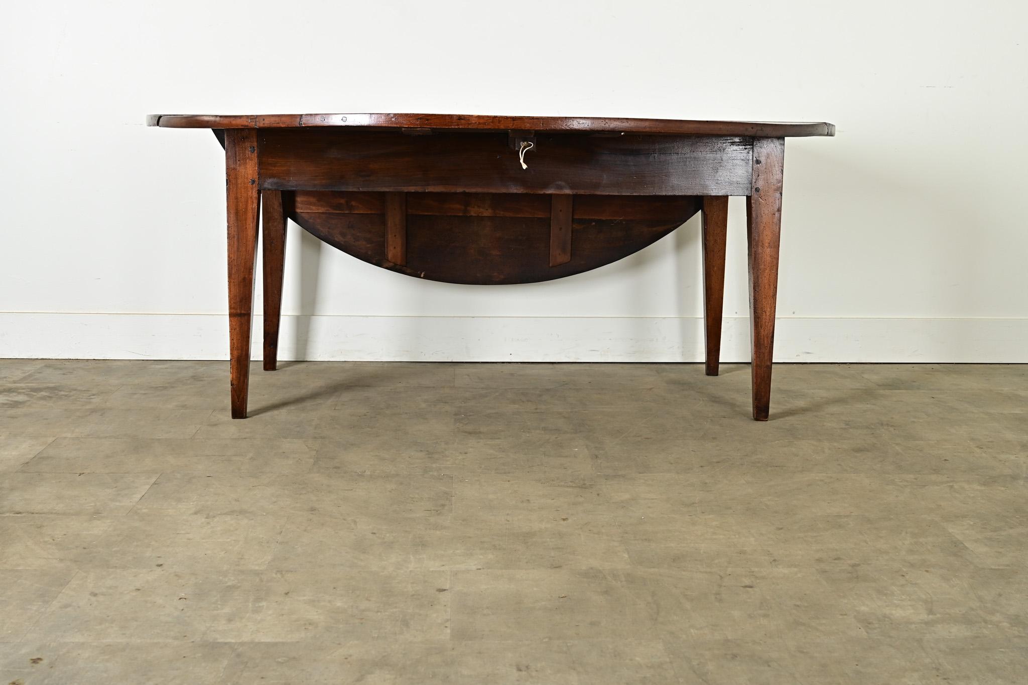 Steel Exceptional French Oval Walnut Drop Leaf Dining Table