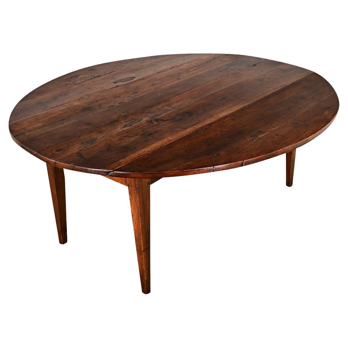 Exceptional French Oval Walnut Drop Leaf Dining Table
