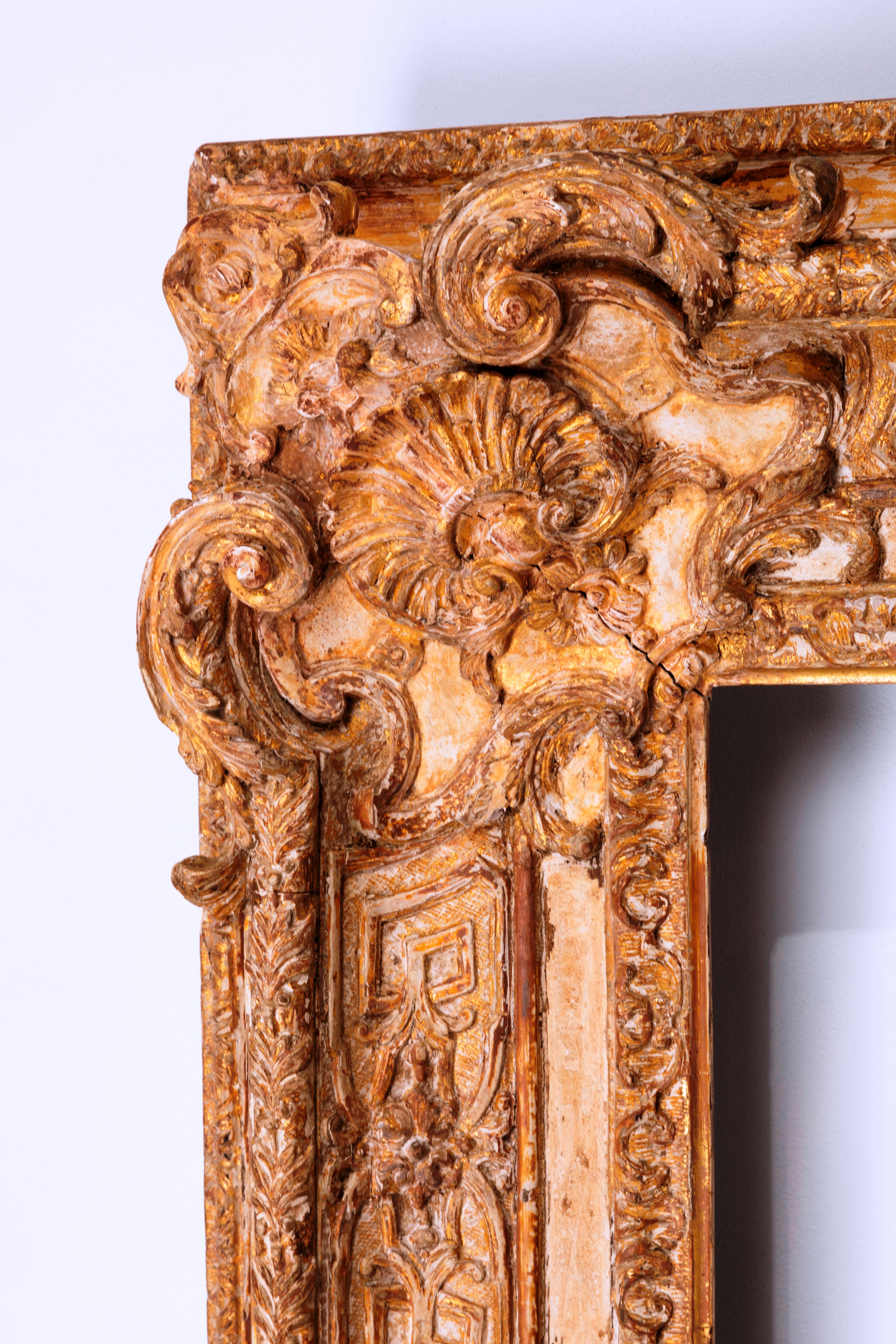 Baroque Exceptional French Regence Period Carved and Giltwood Mirror, Frame, France For Sale