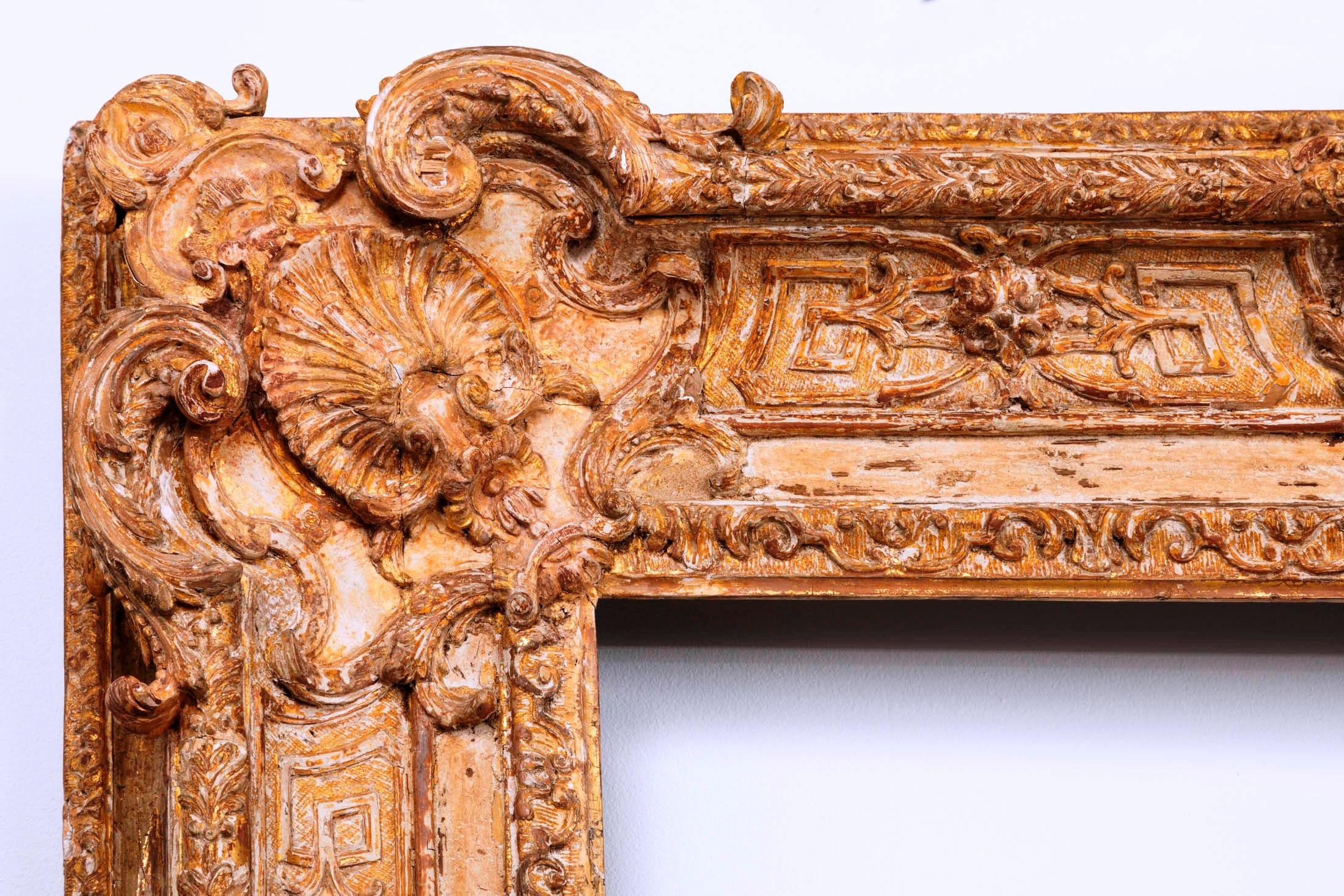 18th Century Exceptional French Regence Period Carved and Giltwood Mirror, Frame, France For Sale