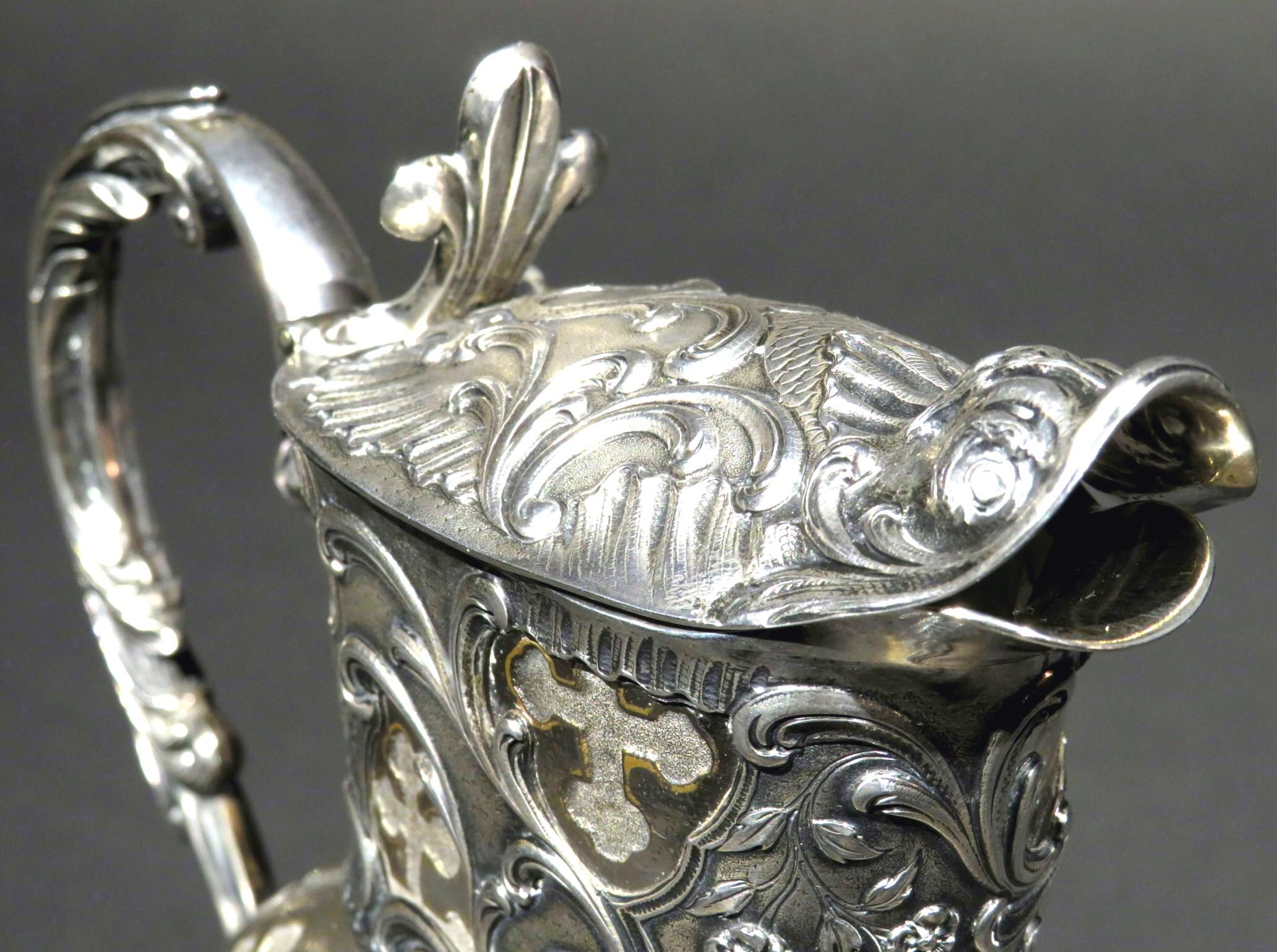 Exceptional French Silver & Daum Glass Wine Ewer / Claret Jug, France Circa 1900 For Sale 1