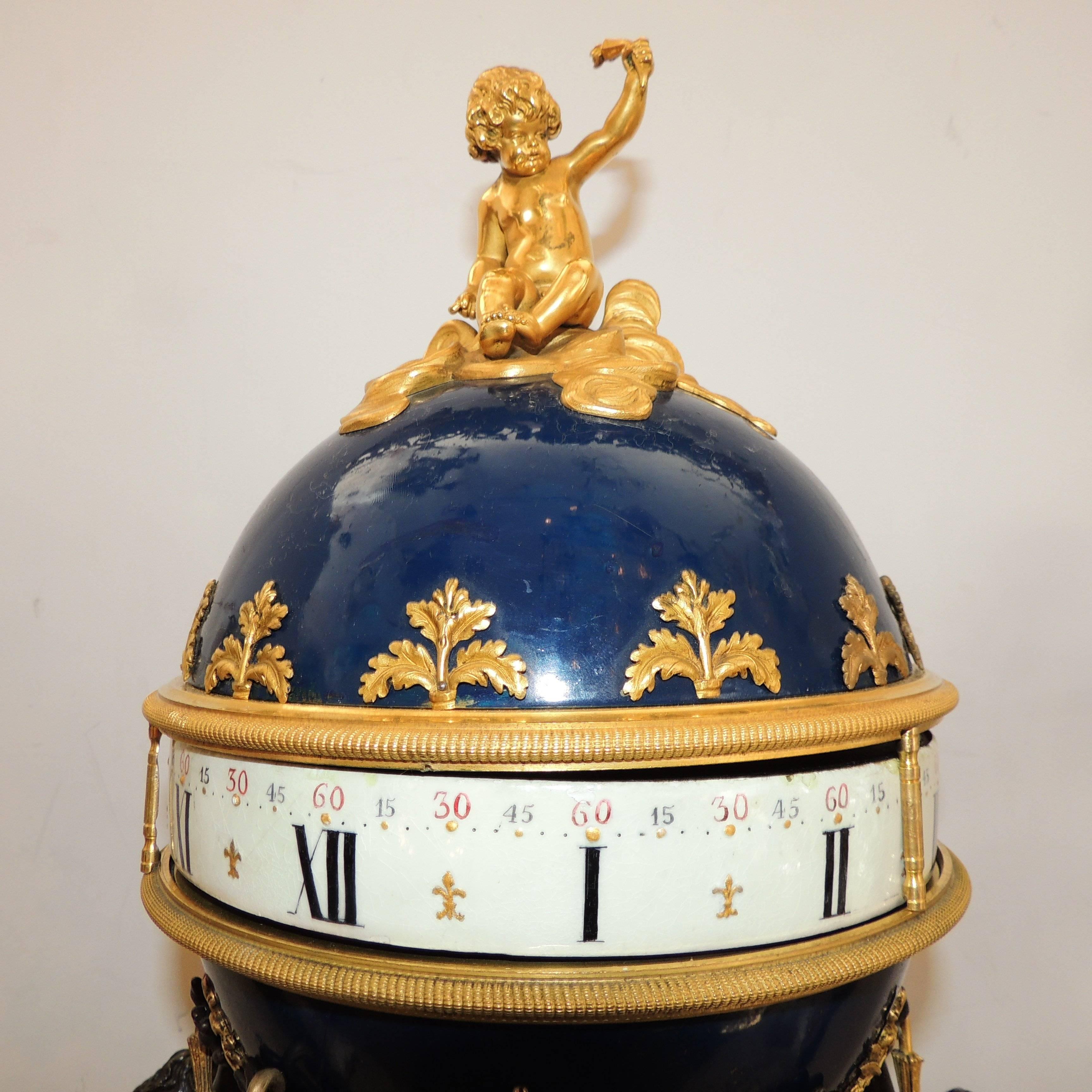 Louis XVI Exceptional French Three Graces Piece Rotary Mystery Clock Set Candelabra Suite For Sale