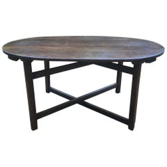 Exceptional French Wine Folding Oval Oak Table, circa 1820 from Burgundy`