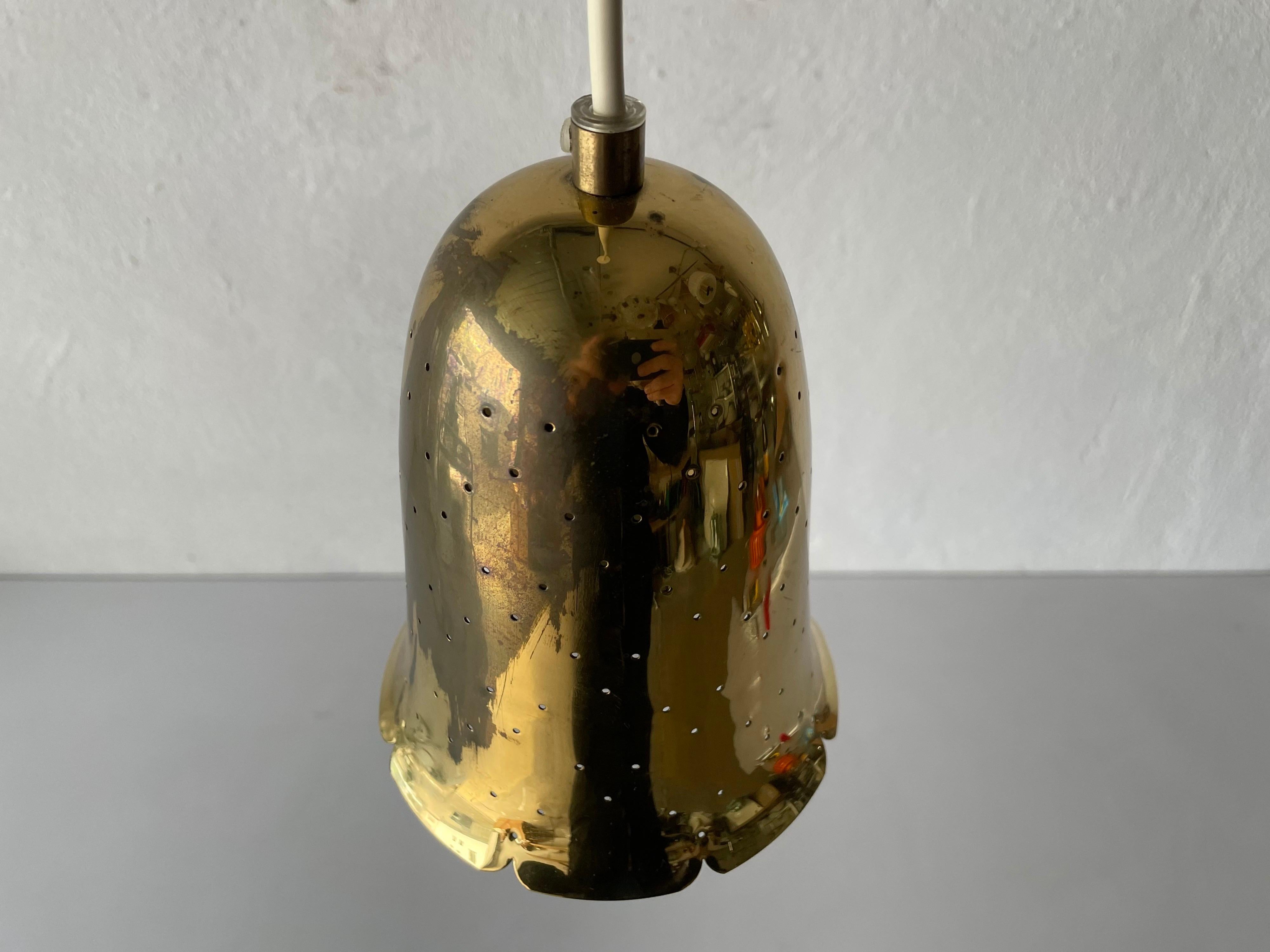 Exceptional full brass small pendant lamp by Boréns Borås, 1950s, Sweden 

Lampshade is in very good vintage condition.

This lamp works with E27 light bulb. Max 100W
Wired and suitable to use with 220V and 110V for all