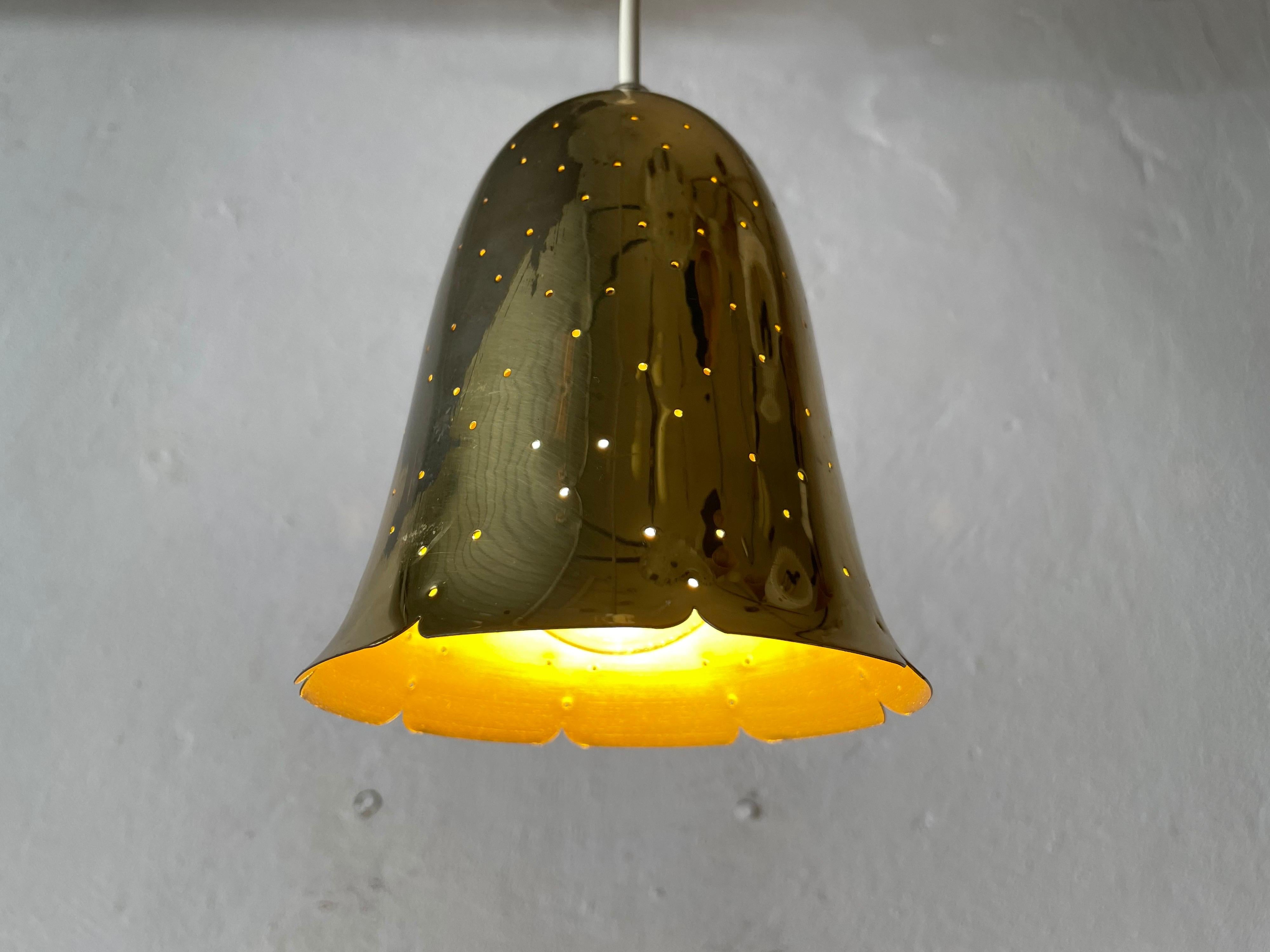 Exceptional Full Brass Pendant Lamp by Boréns Borås, 1950s, Sweden In Good Condition In Hagenbach, DE
