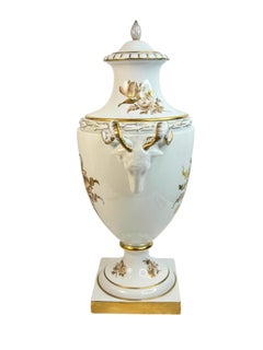 Exceptional Furstenberg Lidded Vase with Flower Bouquet Vintage Germany