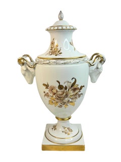 Exceptional Furstenberg Lidded Vase with Flower Bouquet Vintage Germany