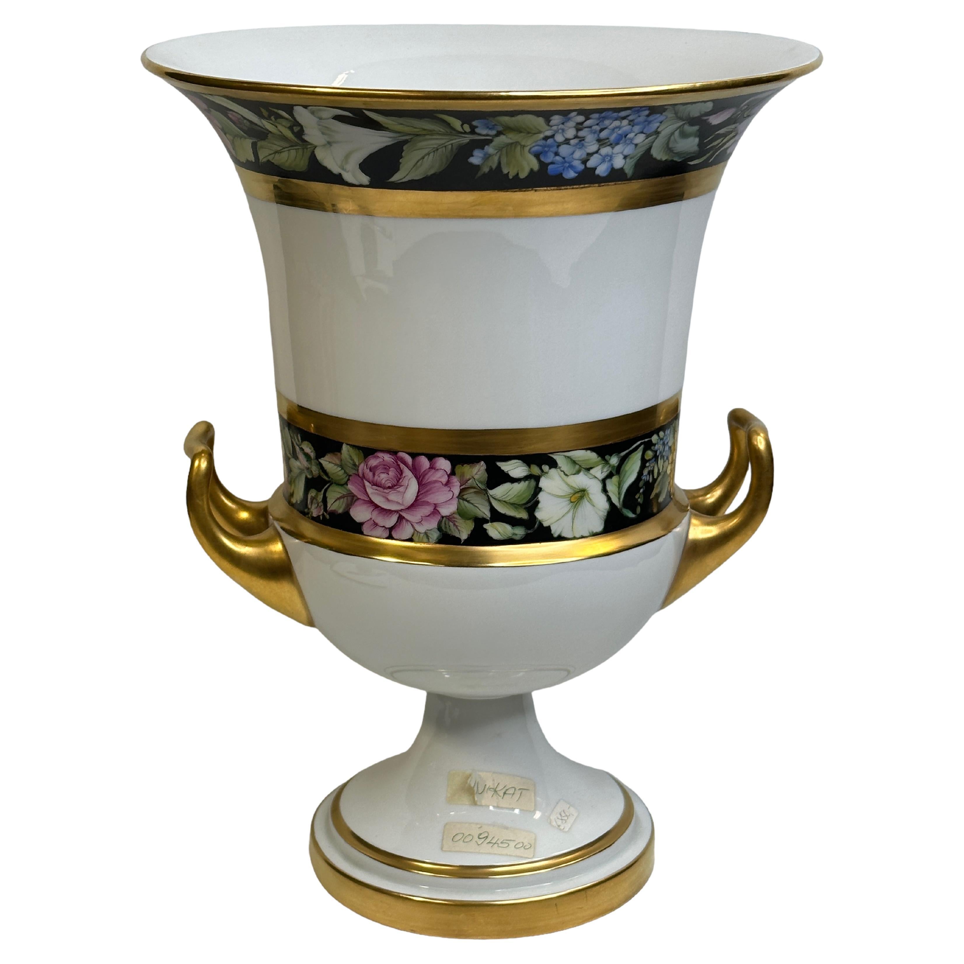 Exceptional Fürstenberg Pedestal Medici form Twin Handled Urn Vase Unique Sample For Sale