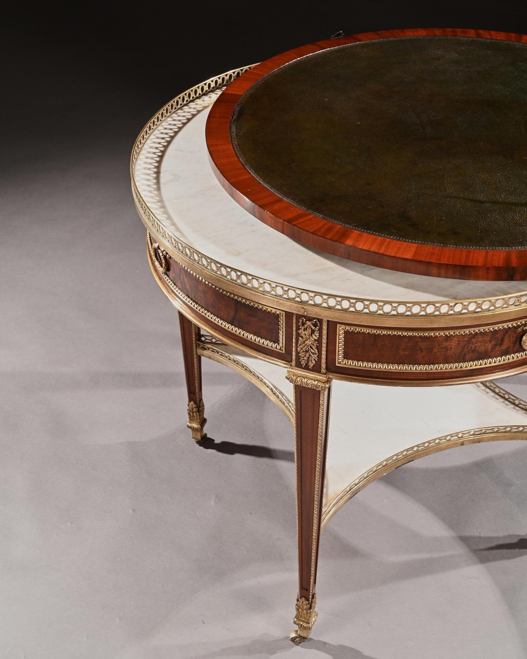 Exceptional G. Durand 19th C. Mahogany & Gilt Bronze Gueridon Bouillotte Table 4