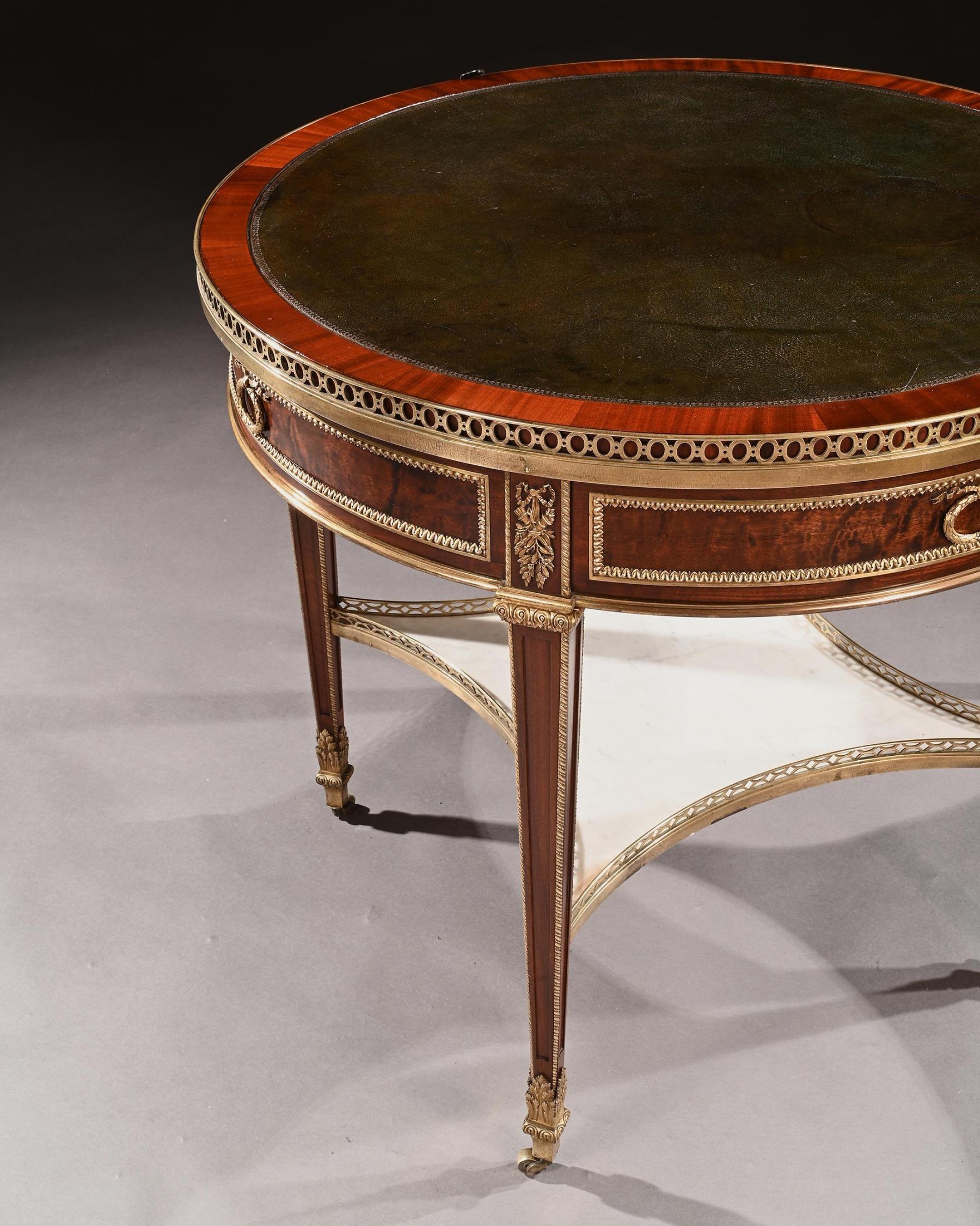 Exceptional G. Durand 19th C. Mahogany & Gilt Bronze Gueridon Bouillotte Table 5