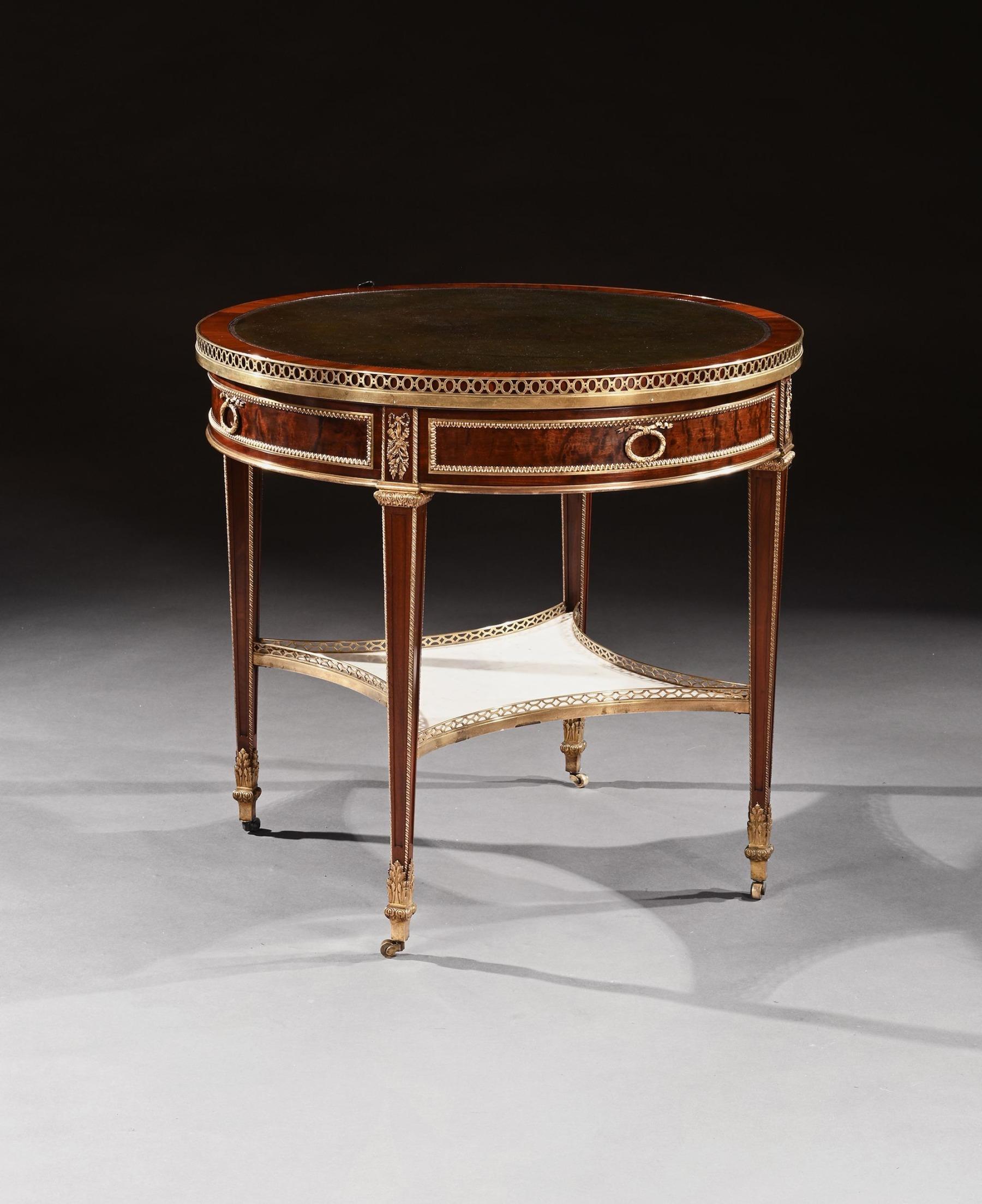 Exceptional G. Durand 19th C. Mahogany & Gilt Bronze Gueridon Bouillotte Table 6