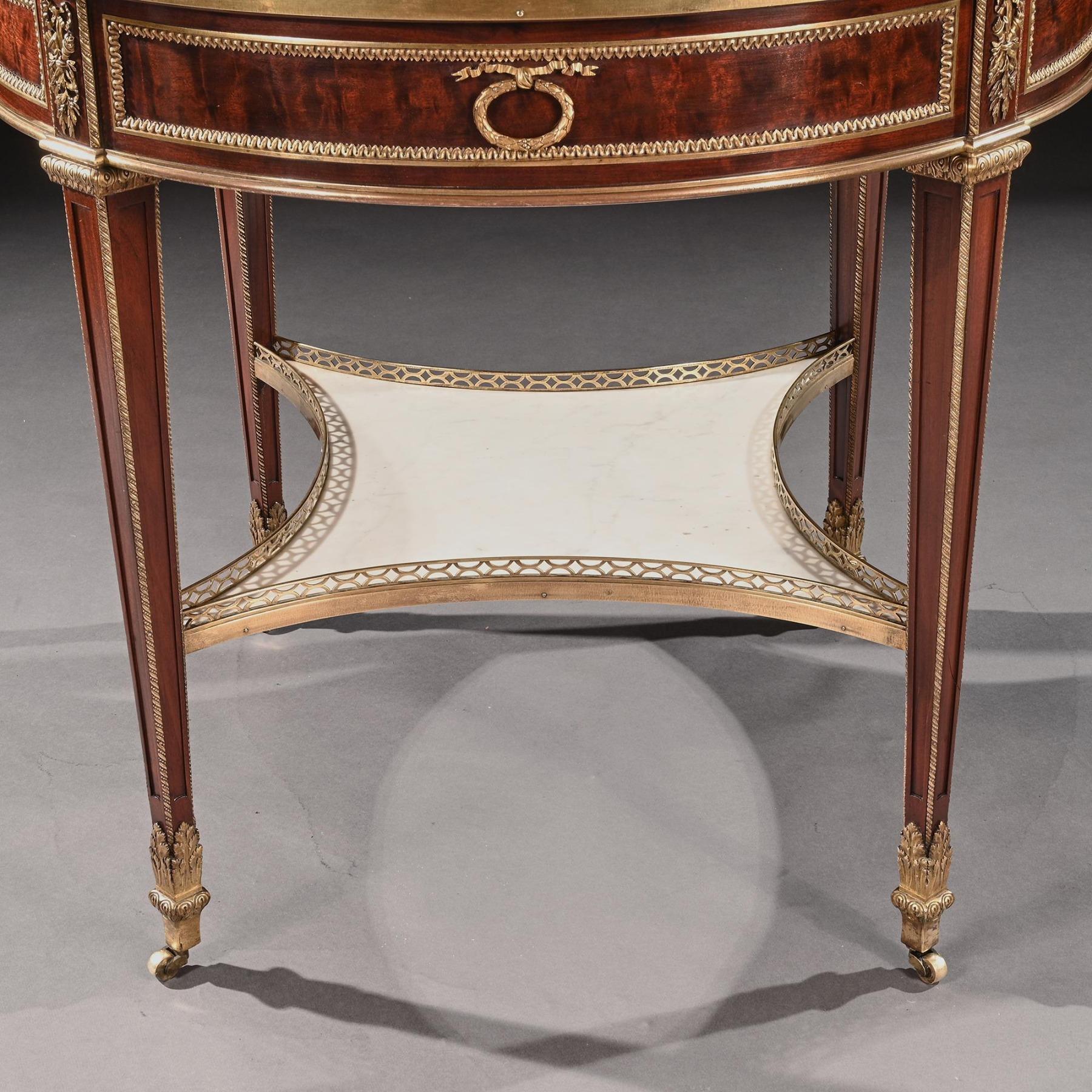 Exceptional G. Durand 19th C. Mahogany & Gilt Bronze Gueridon Bouillotte Table 10