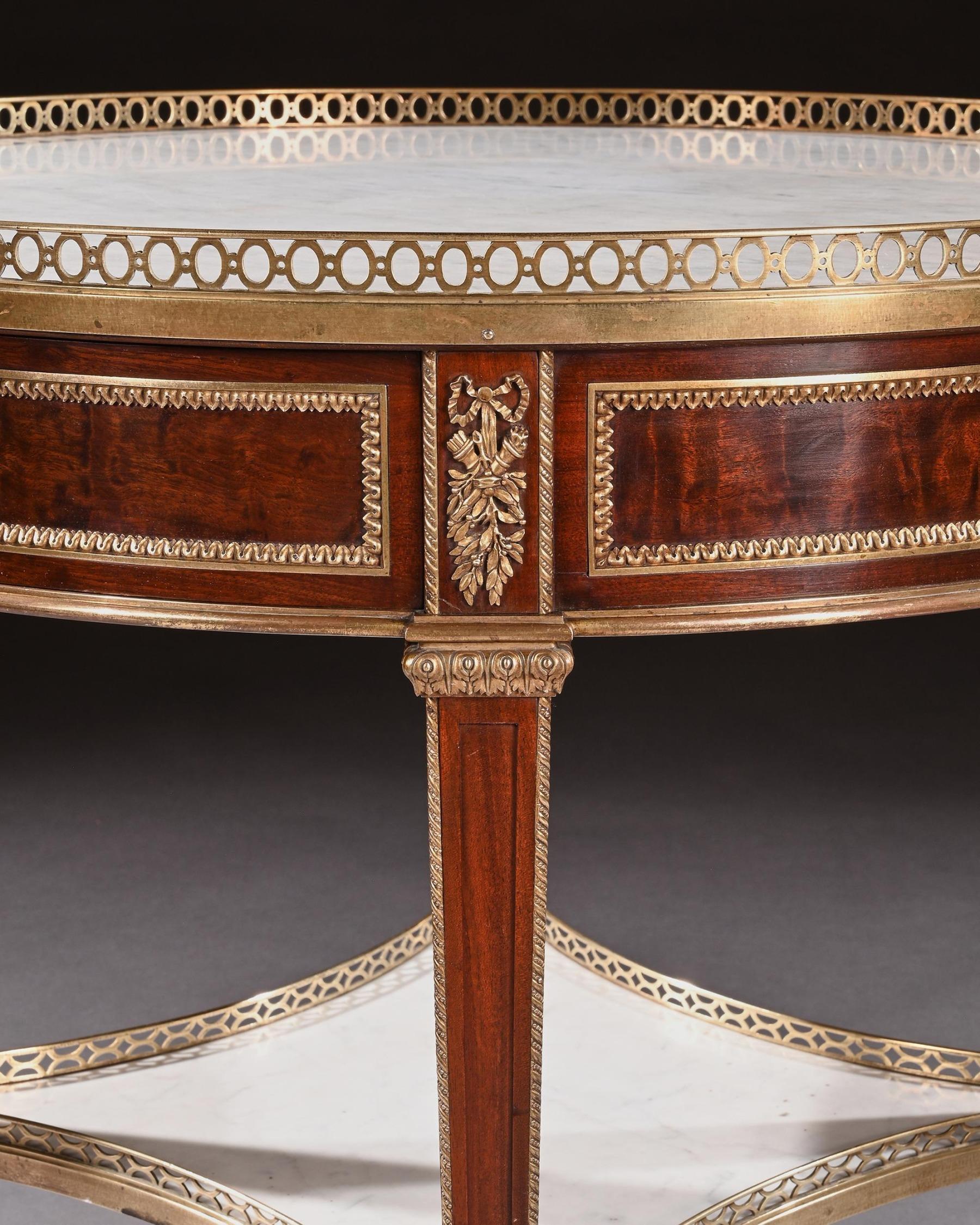 Exceptional G. Durand 19th C. Mahogany & Gilt Bronze Gueridon Bouillotte Table 11