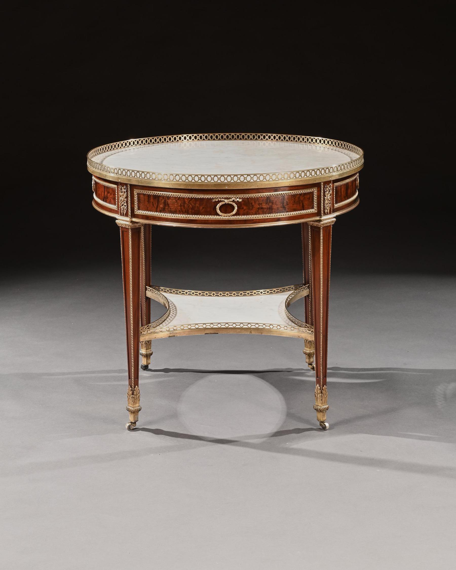 French Exceptional G. Durand 19th C. Mahogany & Gilt Bronze Gueridon Bouillotte Table