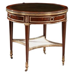 Excepcional Mesa Gueridón Bouillotte de Caoba y Bronce Dorado G. Durand S. XIX
