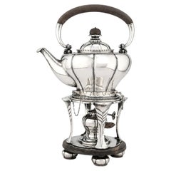 Exceptional Georg Jensen Sterling Silver Hot Water Kettle on Stand, 1914