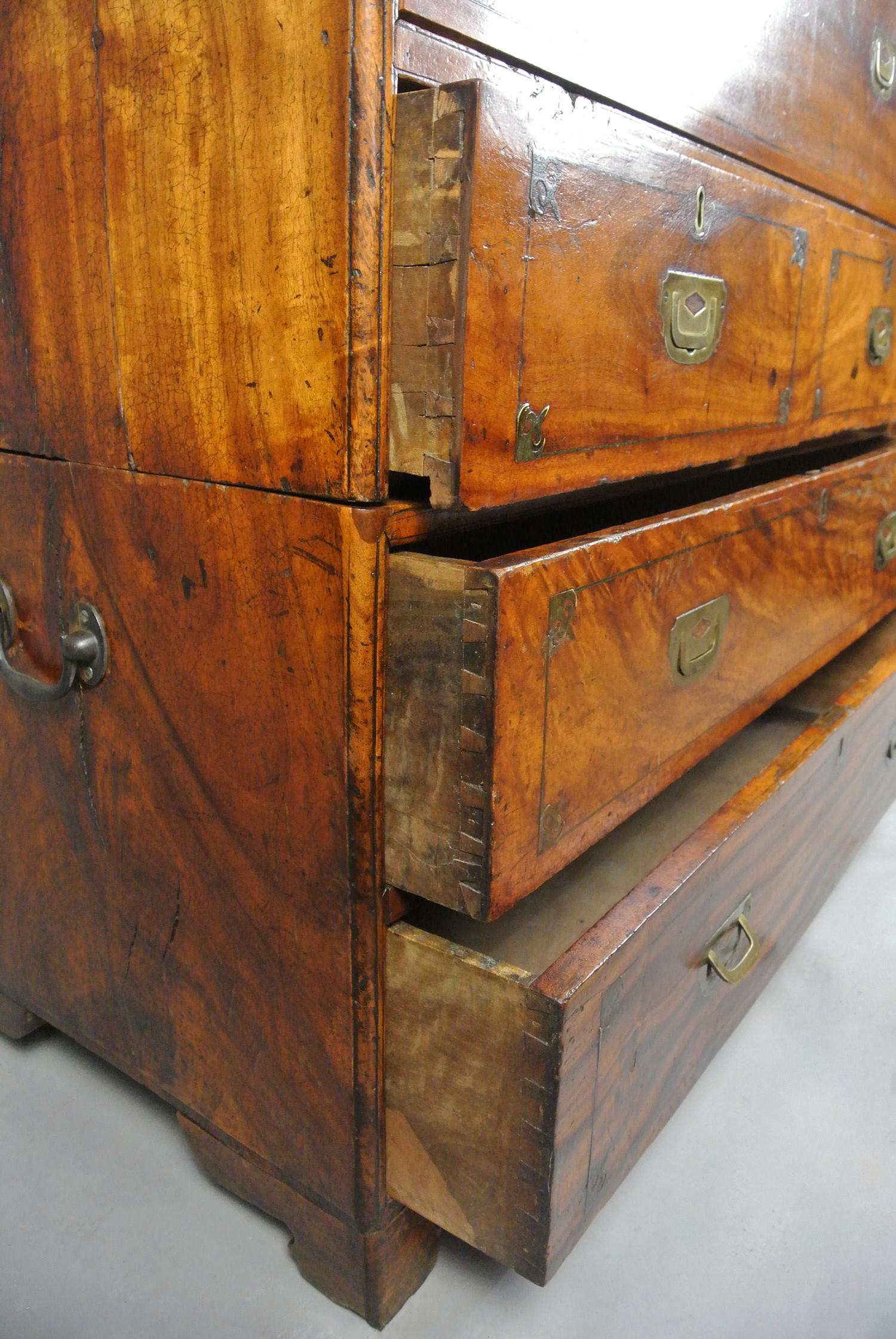 19th Century Exceptional George III Brass Inlaid Campaign Chest c. 1800