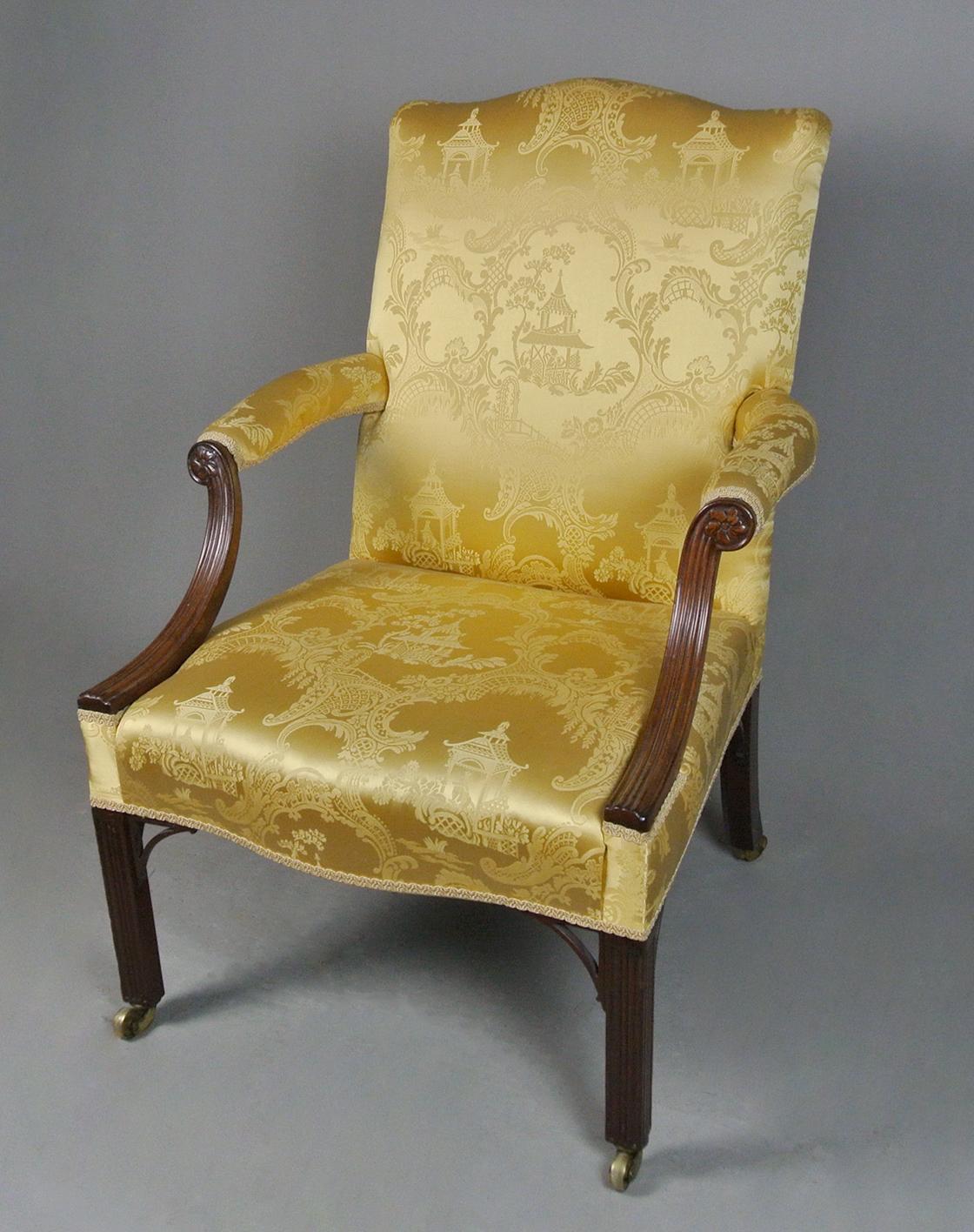 18th Century and Earlier Exemplary George II Mahogany Gainsborough Chair c.1750 For Sale