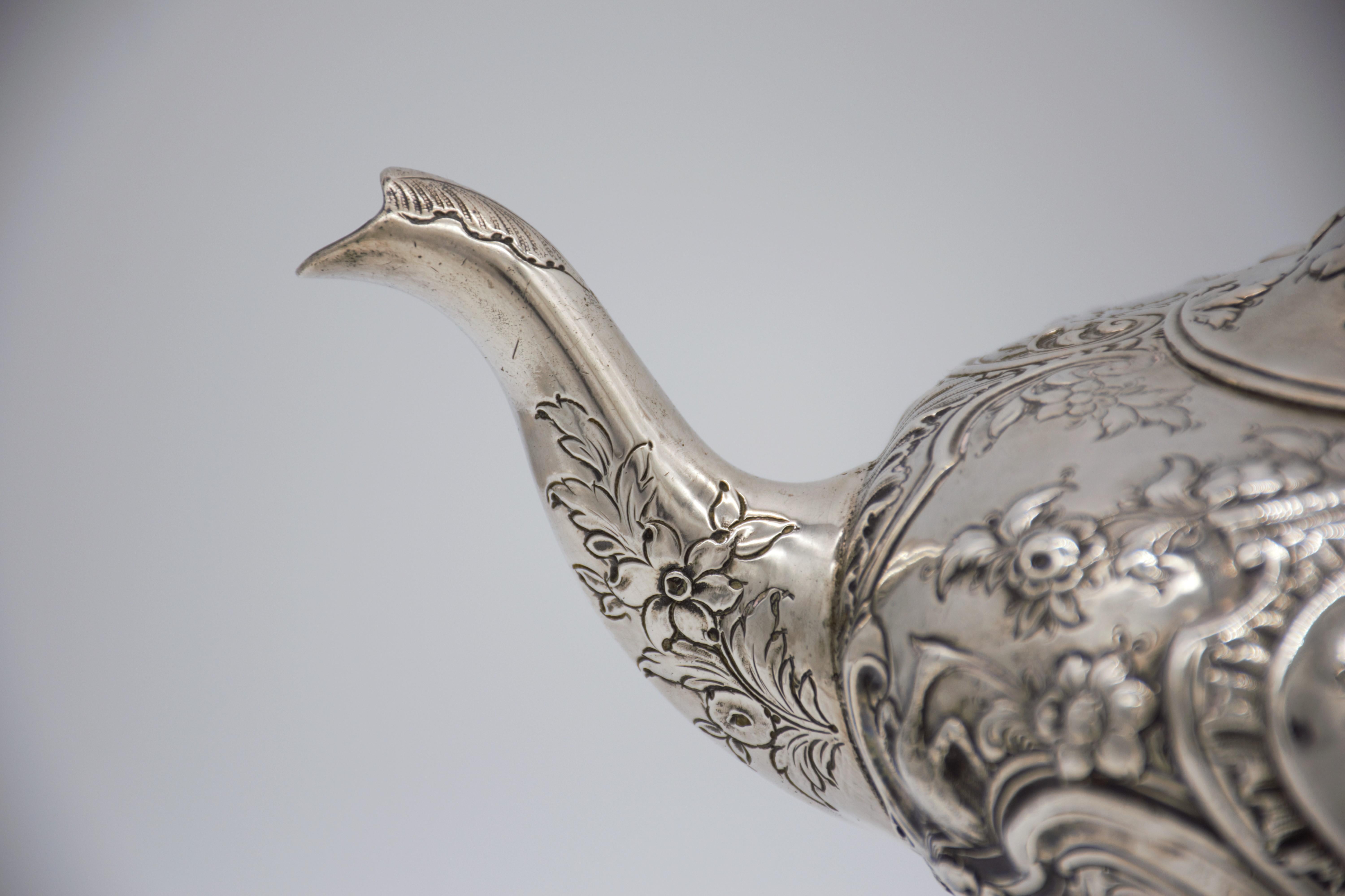 Cast exceptional George III teapot by preeminent silversmith Paul Storr, 1793 For Sale