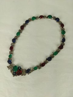 Exceptional German Art Deco Tutti Frutti Paste Necklace
